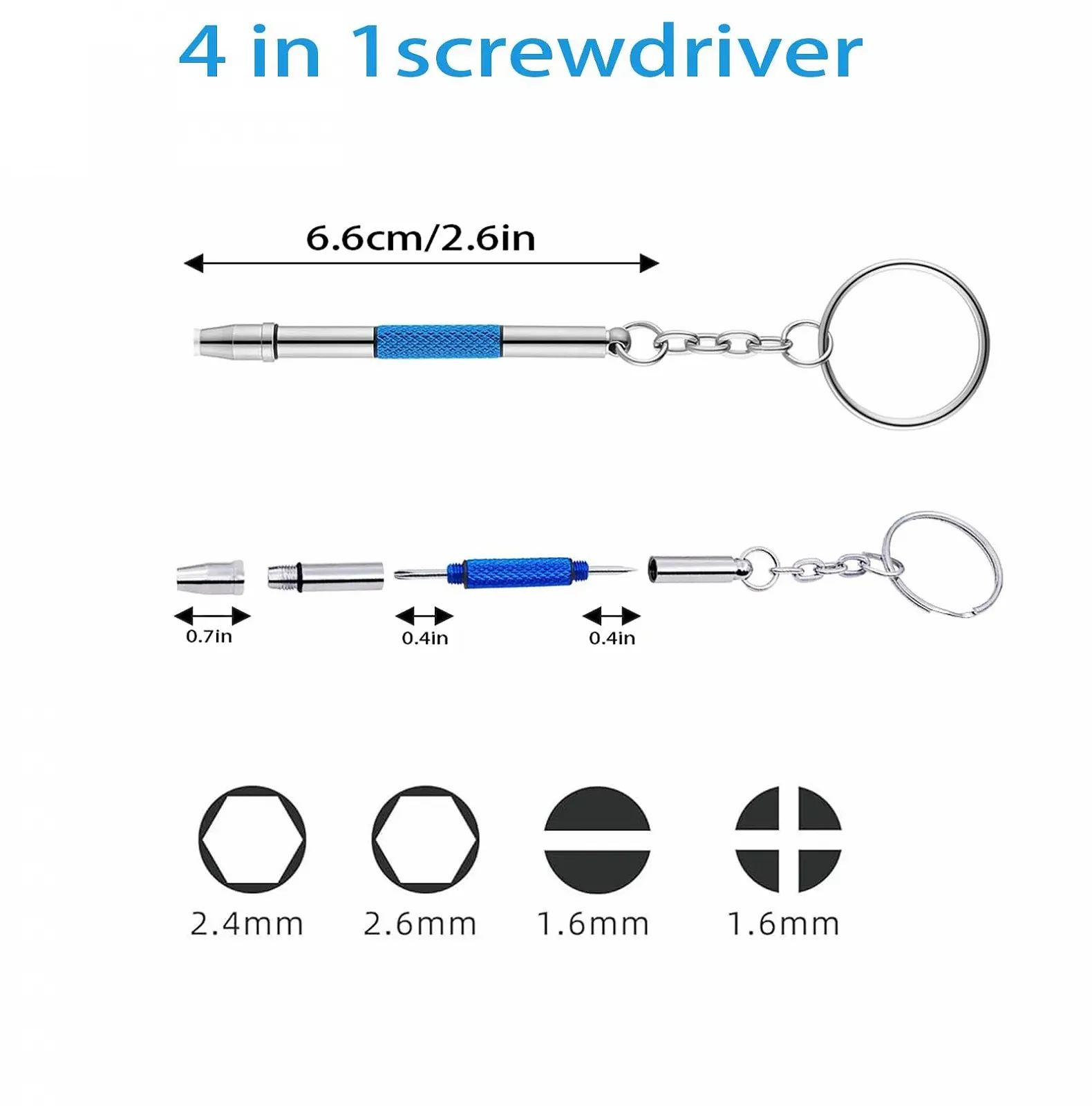 Набір 4 Mini Glasses Screwdriver 3 в 1 Glasses Repair Kit Stainless Steel Small Screwdriver, фото №2