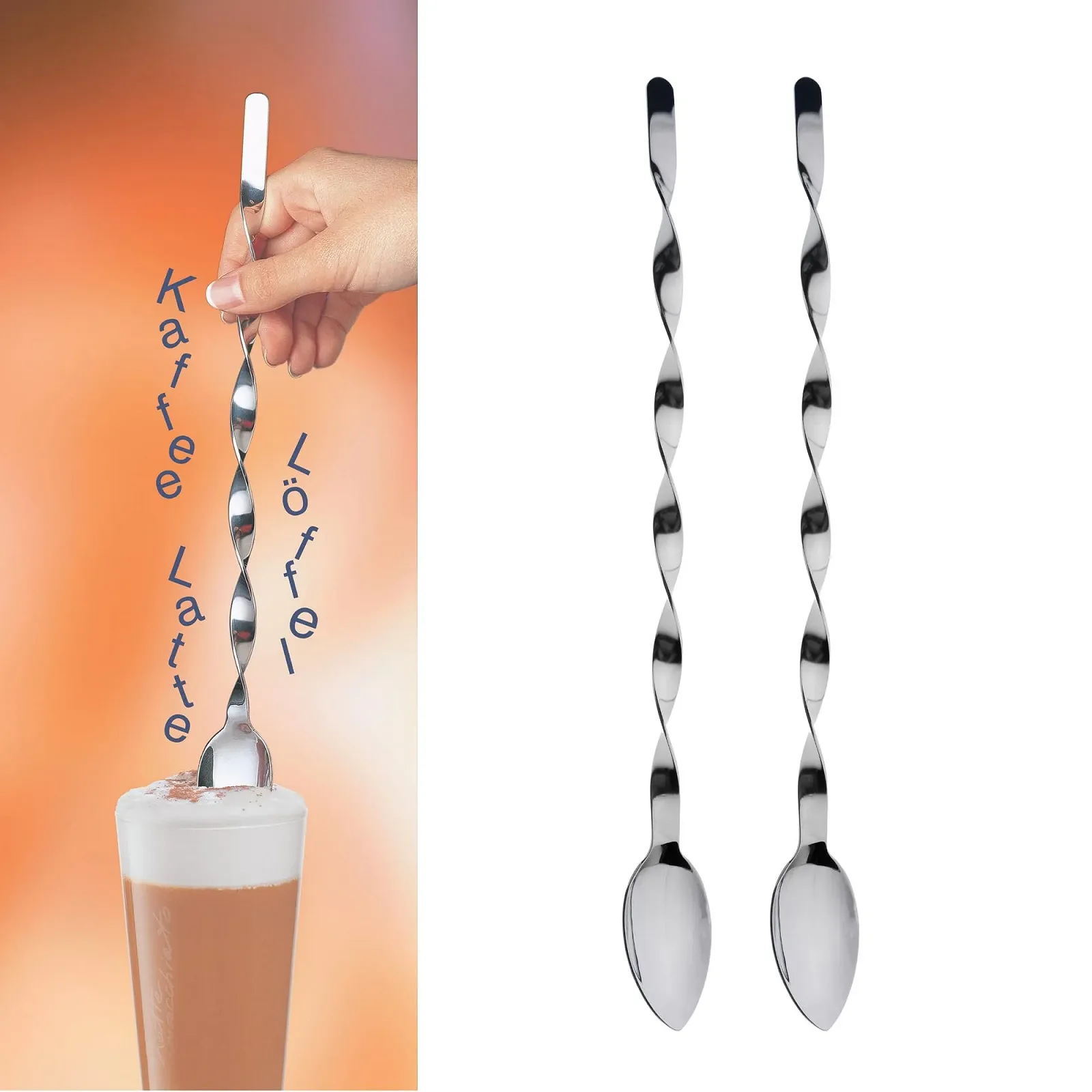 Ложка для лате Gehring Solingen, набір 2 шт, ложка для десертів, нержавіюча сталь, фото №1