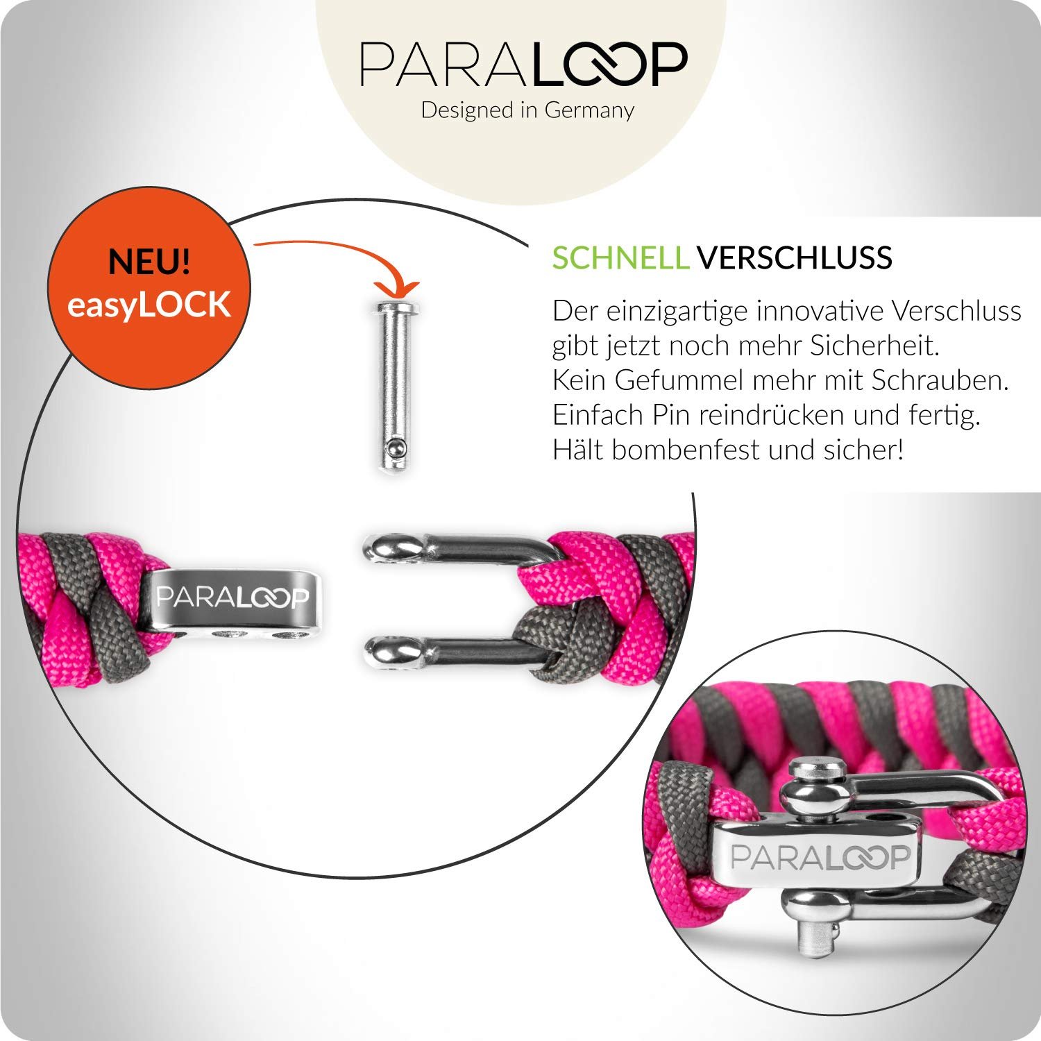 Браслет PARALOOP® з паракорду + Підвіска зі свистком, аварійний канат, набір для виживання, застібка з нержавіючої сталі, у подарунковій коробці, фото №5