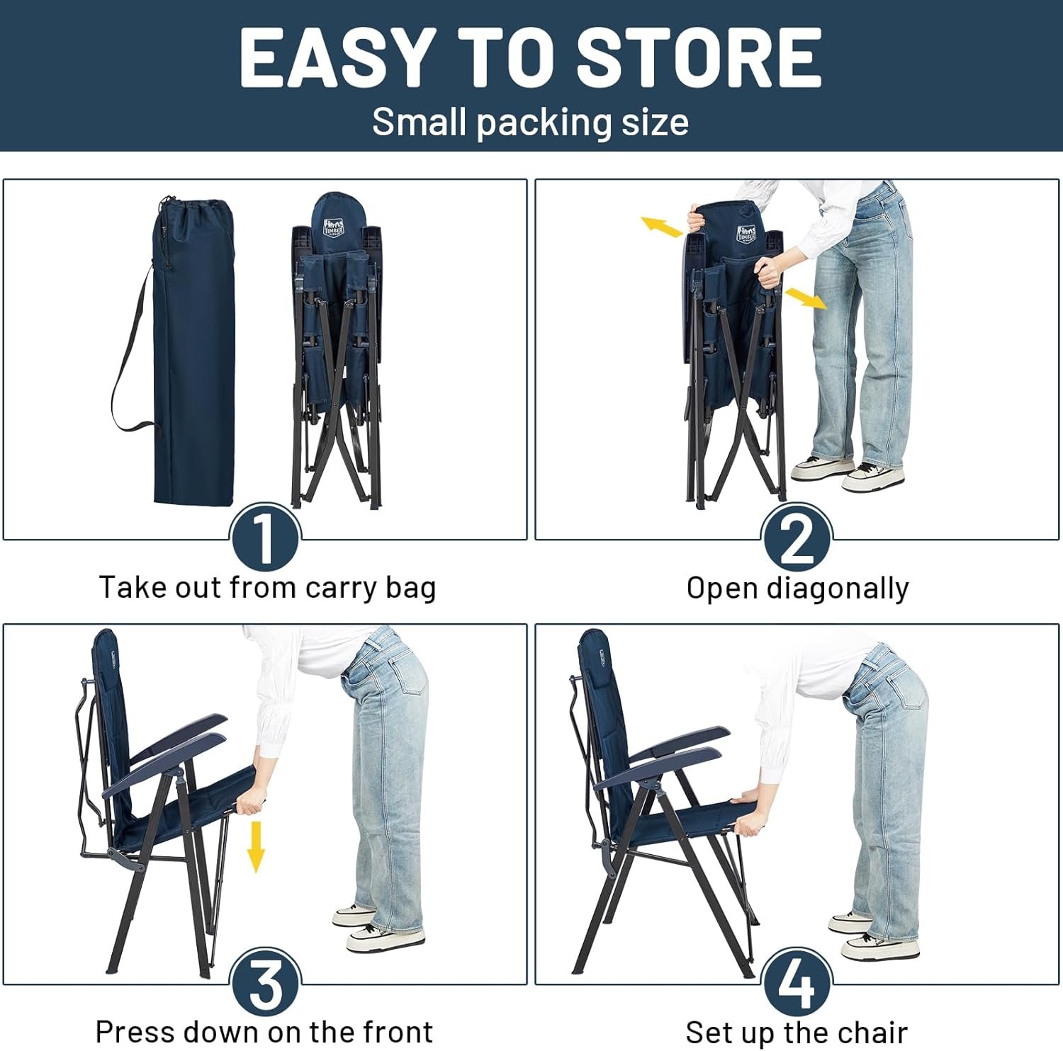 Розкладне крісло для кемпінгу Timber Ridge X-Large / до 150 кг / Blue, фото №6 Розкладне крісло для кемпінгу Timber Ridge X-Large / до 150 кг / Blue, фото №6