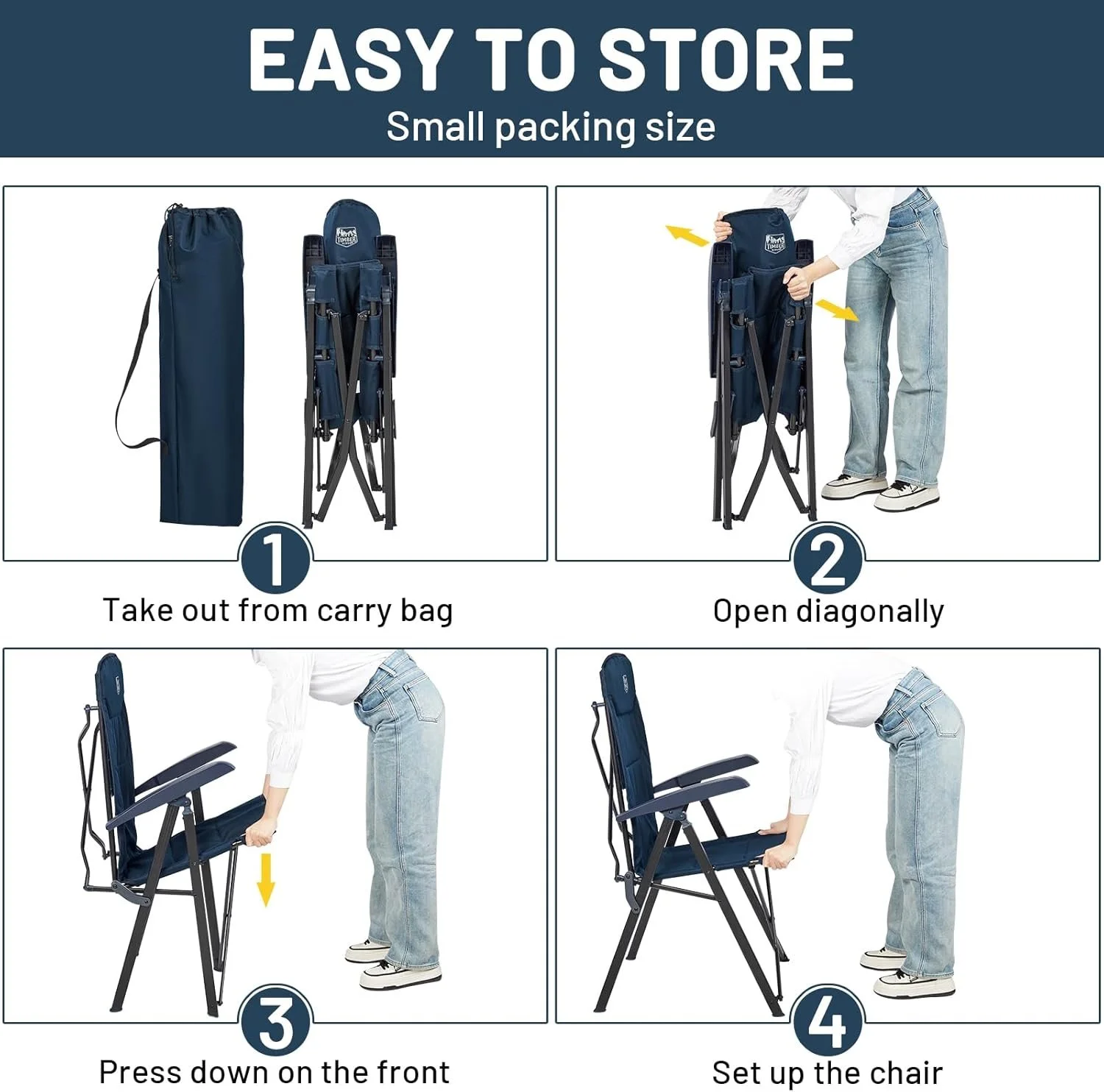 Розкладне крісло для кемпінгу Timber Ridge X-Large / до 150 кг / Blue, фото №6