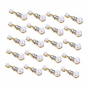 Бусины для маникюра Mikinona, 20 шт., бриллианты, жемчуг, золото - Фото 1