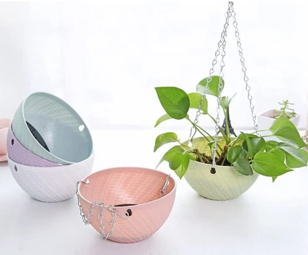 Підвісні кашпо KAHEIGN пластикові з ланцюжком та гачком, 5 кольорів, 5 шт., фото №5 Підвісні кашпо KAHEIGN пластикові з ланцюжком та гачком, 5 кольорів, 5 шт., фото №5