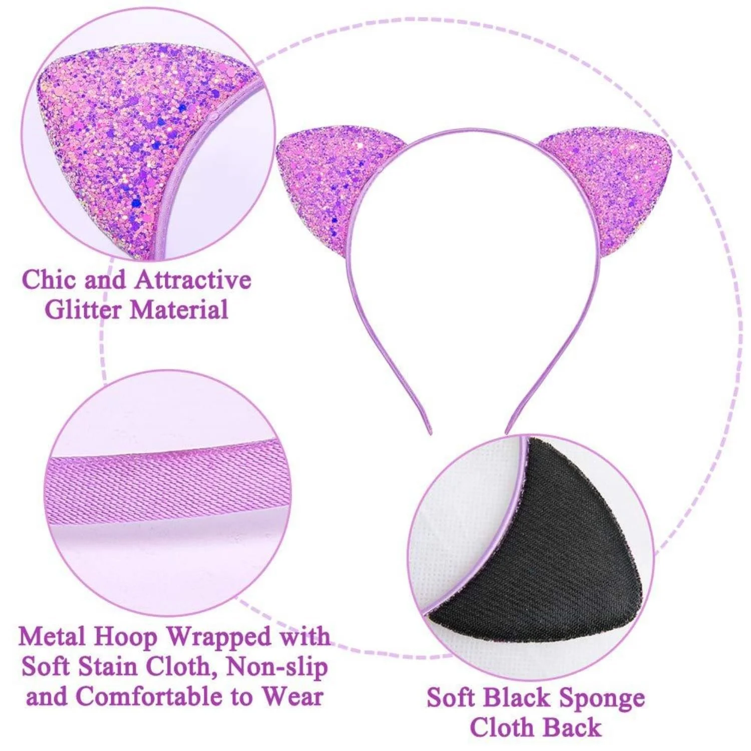 Обруч Вушка котика з блискітками, фото №3 Обруч Вушка котика з блискітками, фото №3