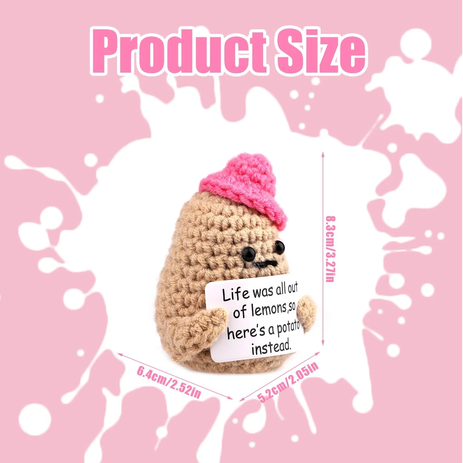 XIHIRCD Positive Potato Mini Забавная вязаная картошка 8.3 см с позитивными карточками, фото №2 XIHIRCD Positive Potato Mini Забавная вязаная картошка 8.3 см с позитивными карточками, фото №2