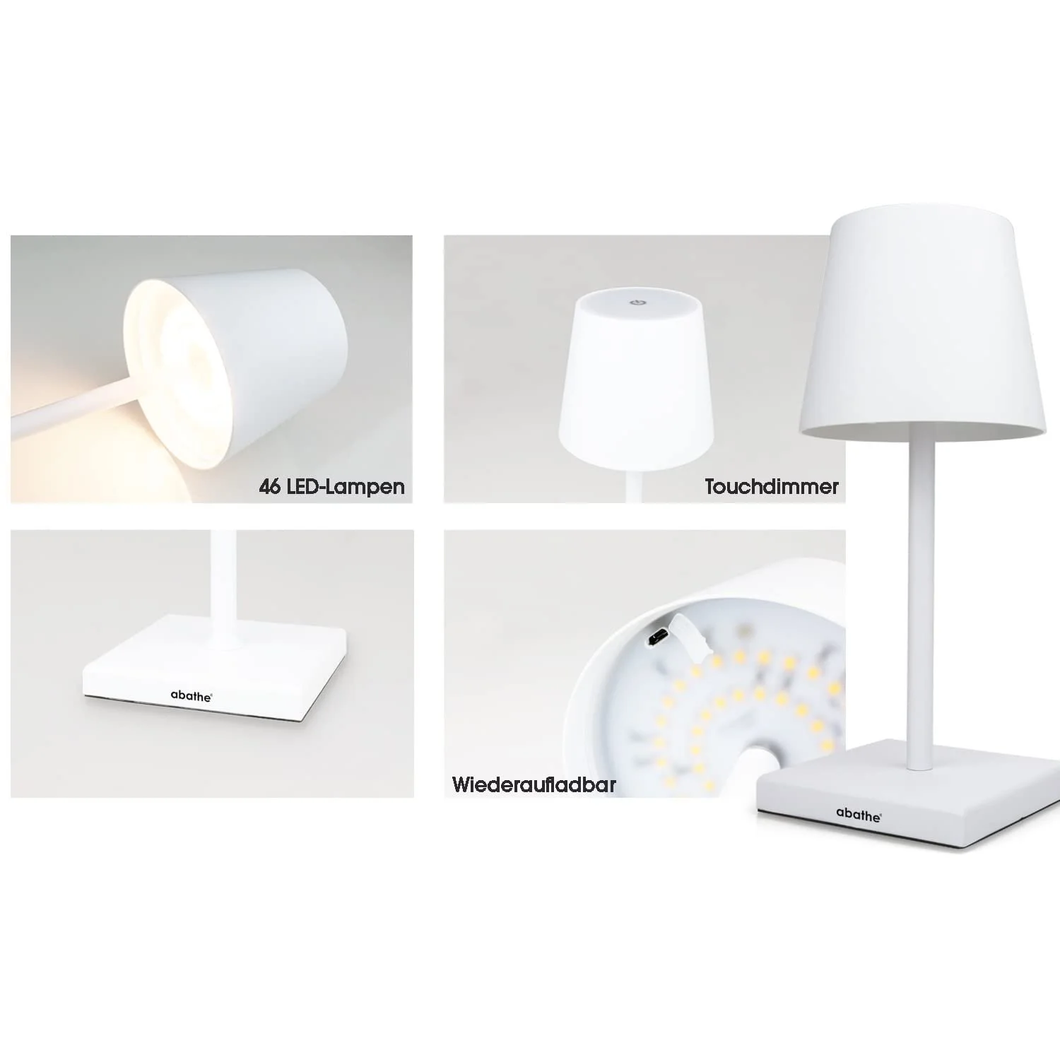 Настільна лампа abathe Classic LED Акумуляторна Бездротова Димувальна 26 см IP54, фото №2