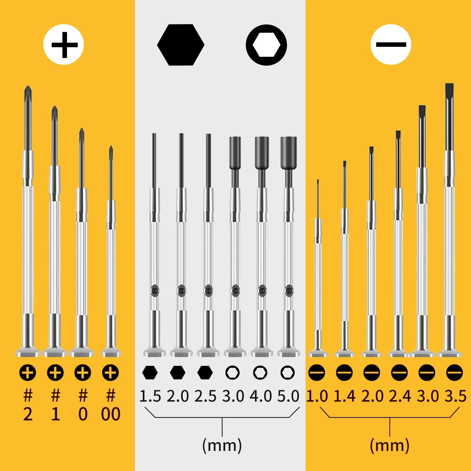 Набор отверток Mini 16 предметов с увеличительным стеклом для часов и очков, фото №4