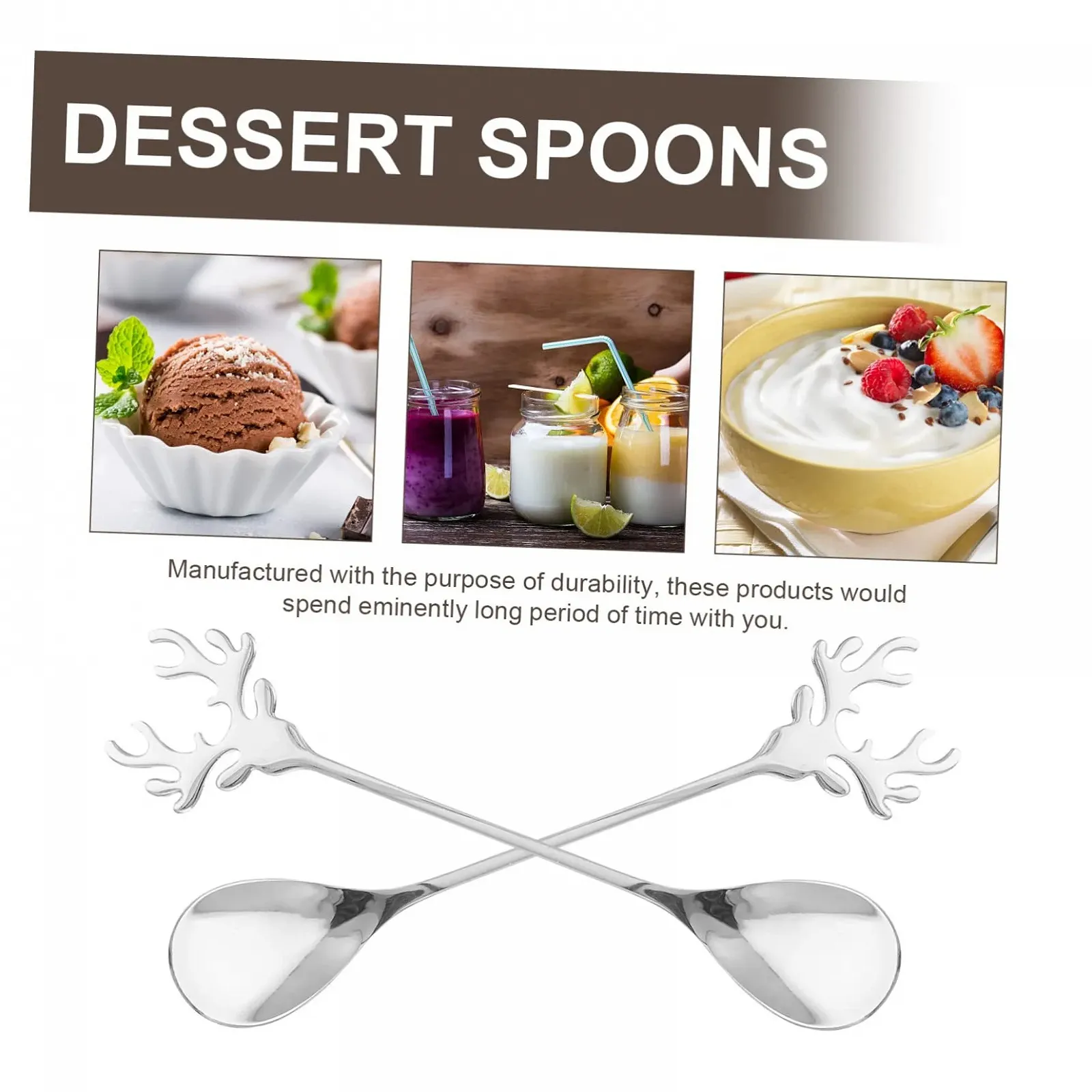 Набір з 2 кавових ложок з нержавіючої сталі Elk Design Різдвяна, фото №7