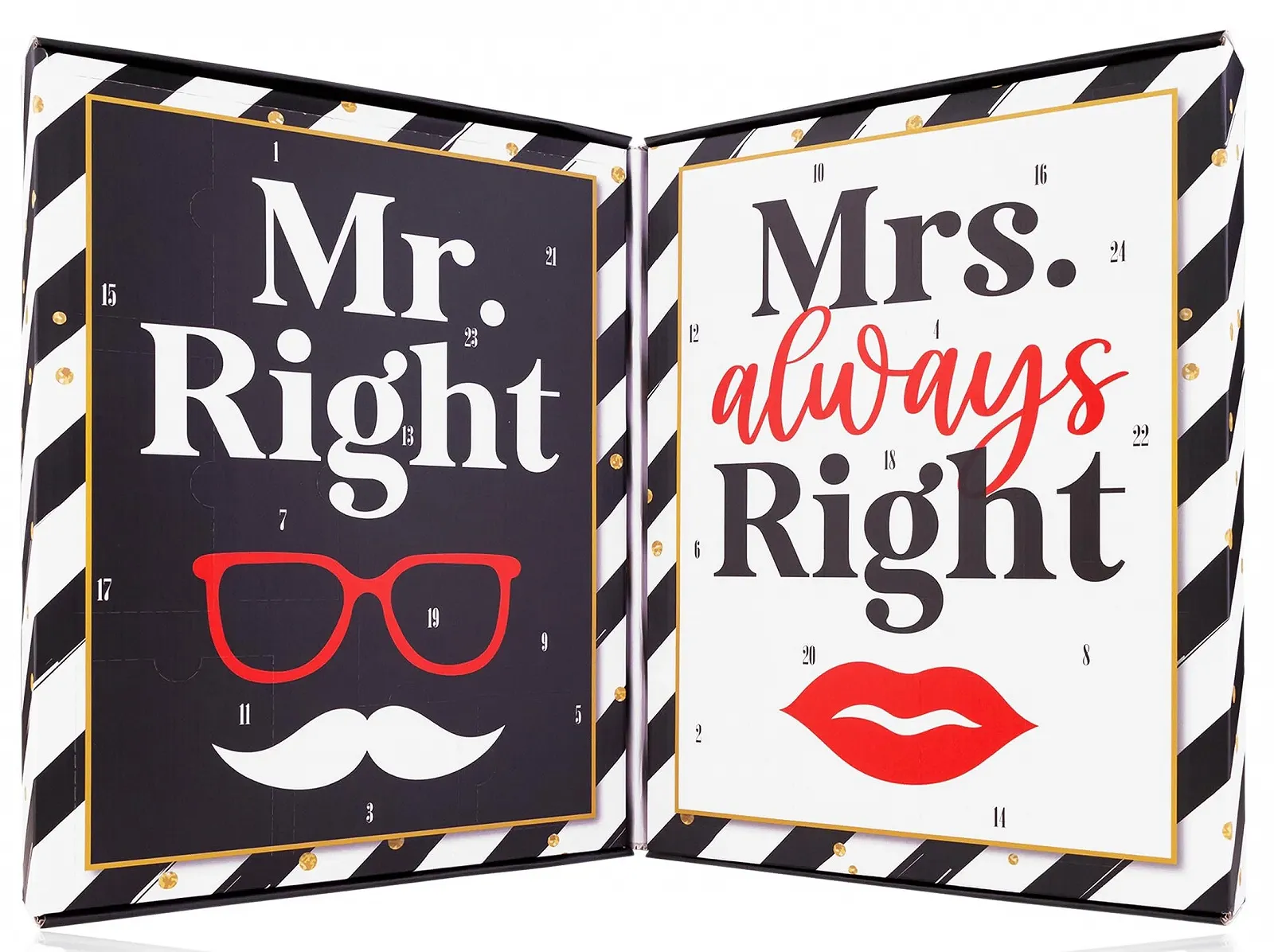 Адвент-календар для пар Mr & Mrs Right 2024 - Догляд за тілом для нього і для неї - Різдвяний календар для чоловіків та жінок, фото №1