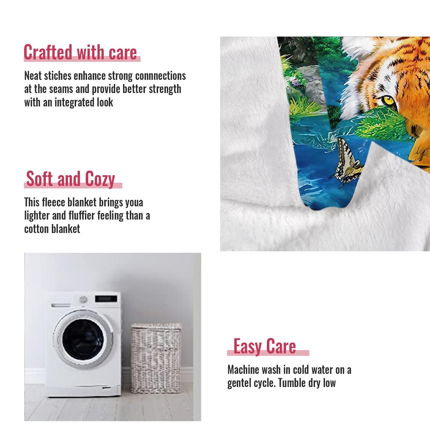 Покривало YISUMEI М'яка Фланель М'яка Флісова Покривало Ліжко Тигр у місячному світлі, 150 x 200 см, фото №6 Покривало YISUMEI М'яка Фланель М'яка Флісова Покривало Ліжко Тигр у місячному світлі, 150 x 200 см, фото №6