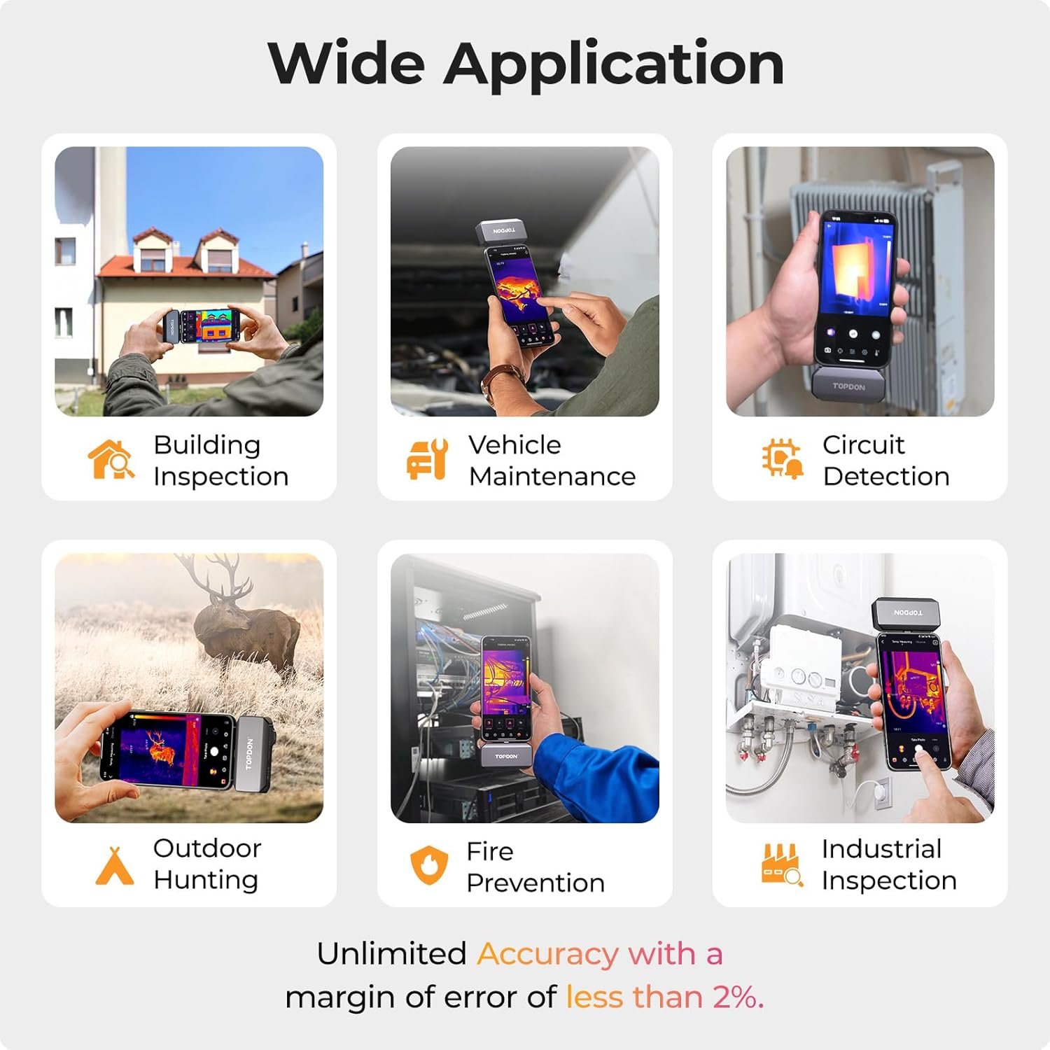 Тепловізійна камера TOPDON TC002C 256 x 192 40mk 25Hz Сірий, фото №7