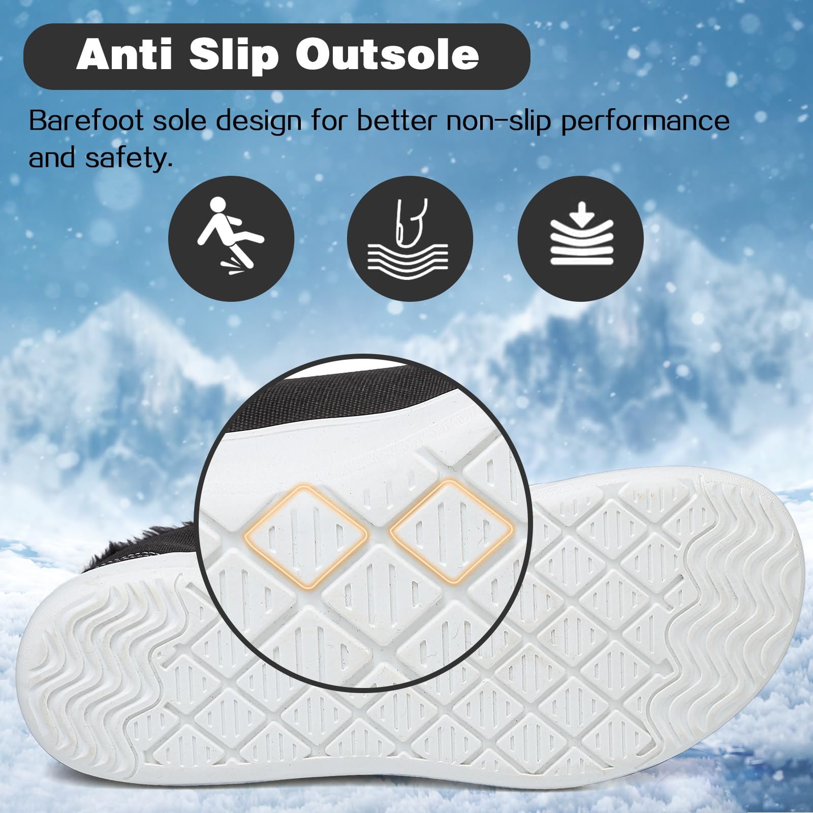 Черевики Barefoot Shoes Winter men Жіночі зимові утеплені чоботи з нековзною підошвою, фото №4