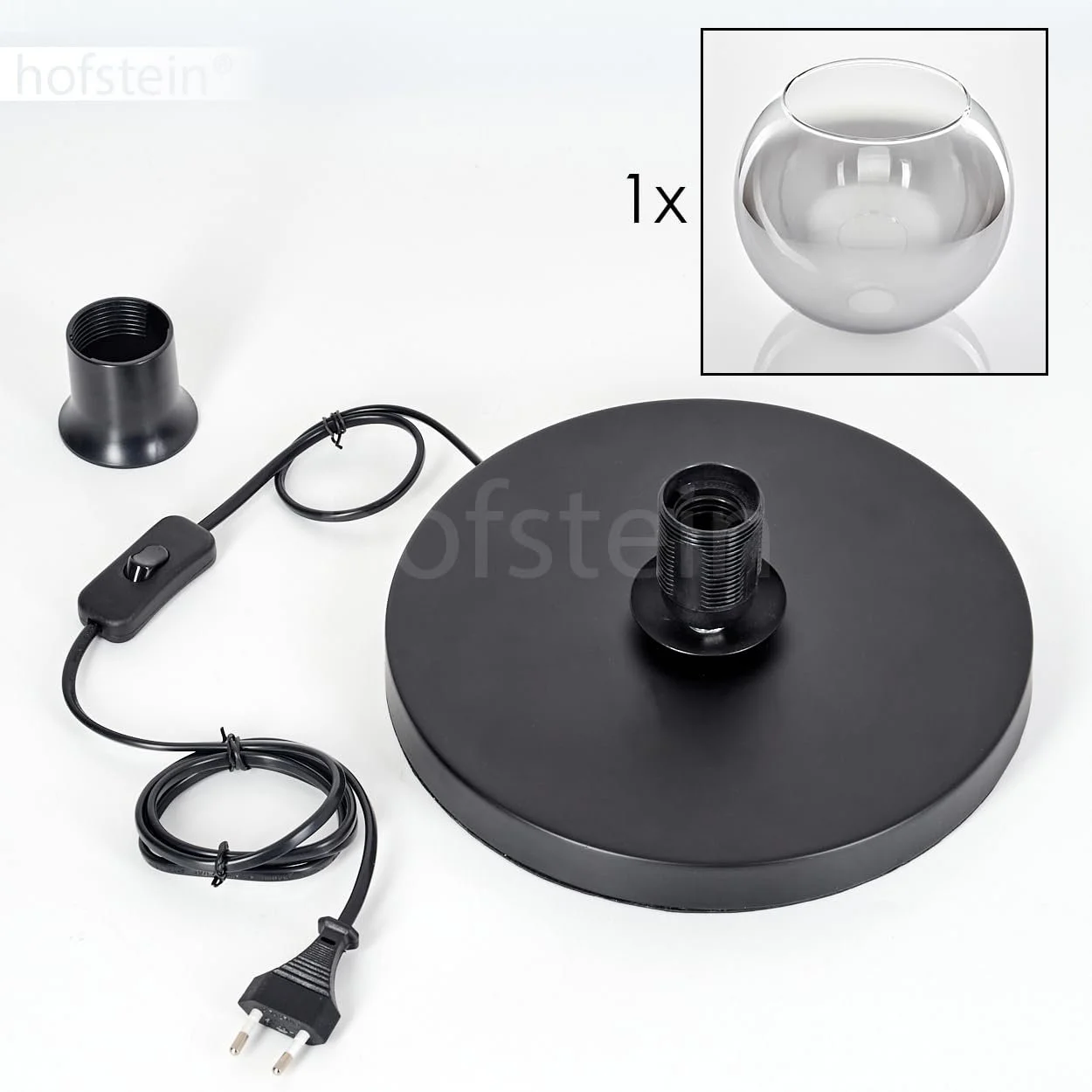 Настільна лампа Koyoto Метал/Скло 25 см E27 Чорний/Димчастий/Прозорий, фото №6