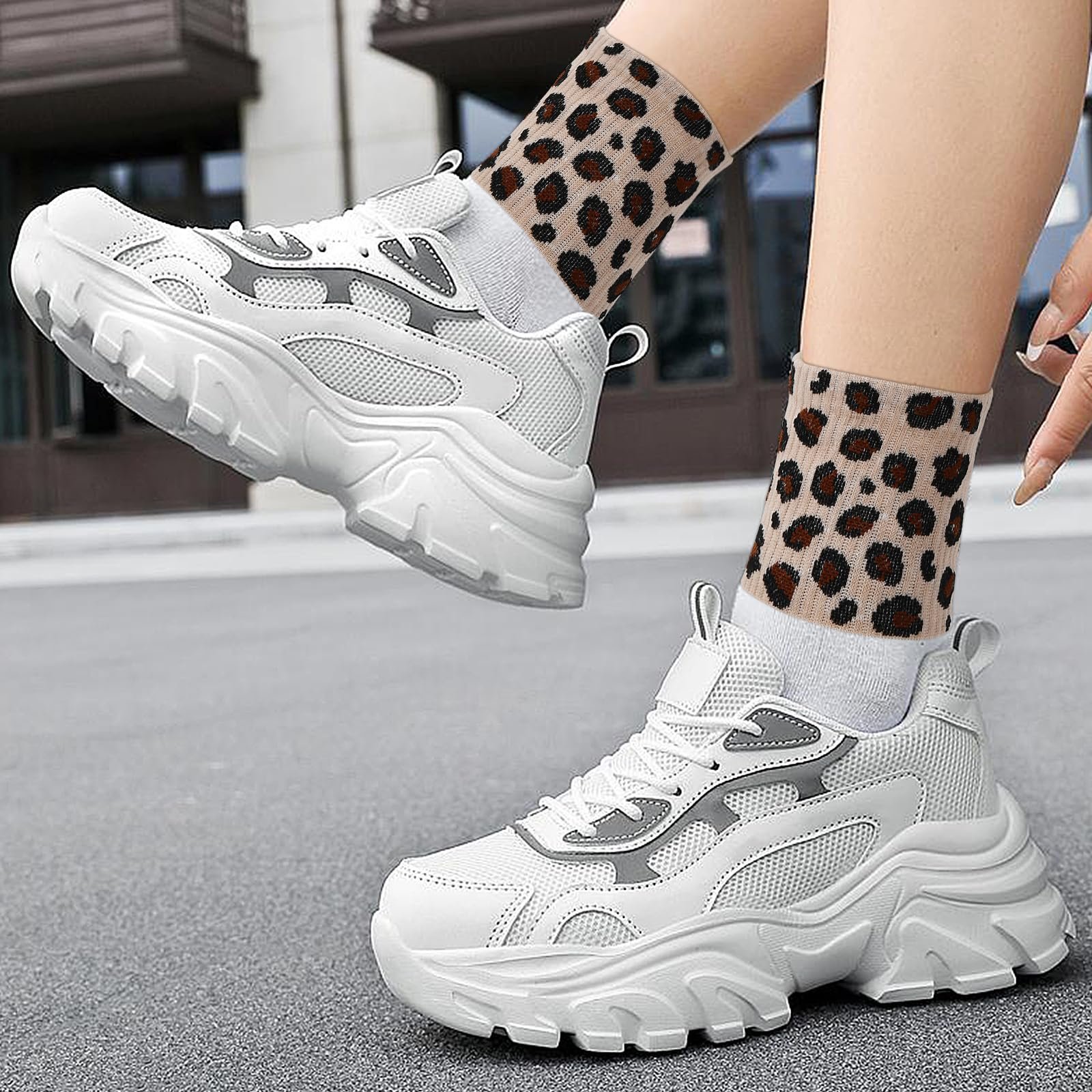 Носки Amexo с леопардовым узором, 6 пар, теплые зимние, хлопковые, термо, для женщин и девушек, размер 36-42, фото №5