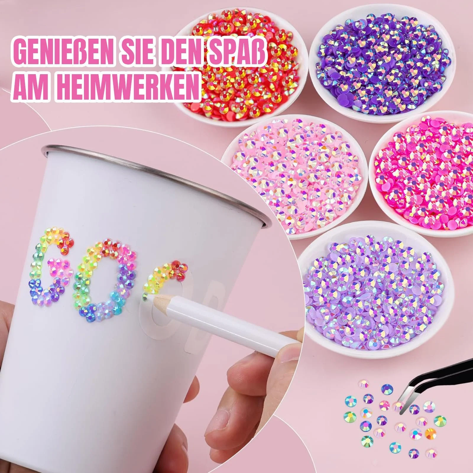 Набор страз для ногтей Glitter Stones Nails Set круглые глянцевые 3 мм 24 цвета 19200 шт с пинцетом и восковым карандашом, фото №5 Набор страз для ногтей Glitter Stones Nails Set круглые глянцевые 3 мм 24 цвета 19200 шт с пинцетом и восковым карандашом, фото №5