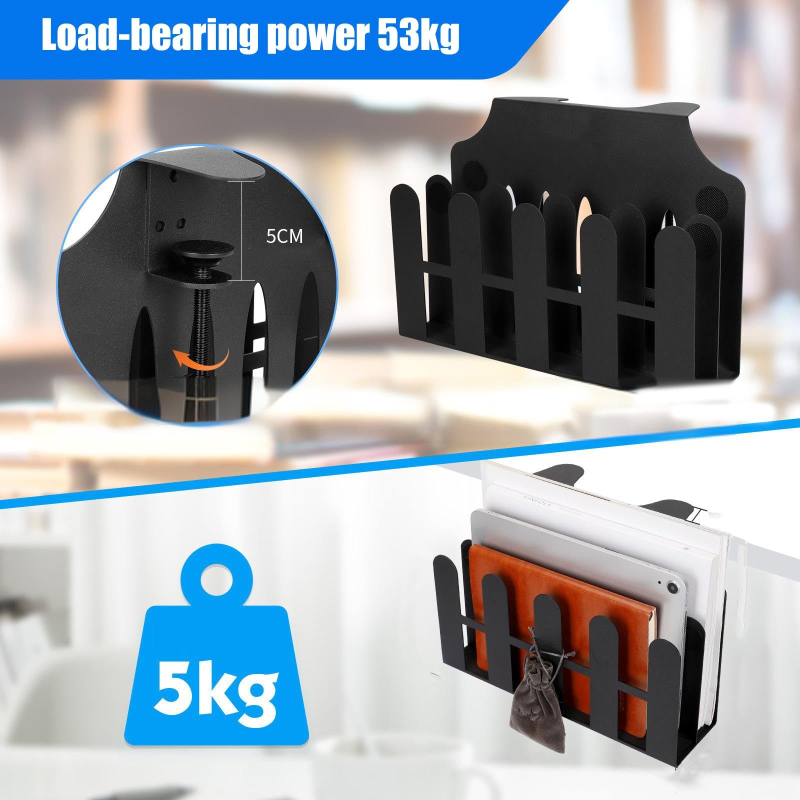 Підставка для ноутбука Настільна бічна стійка для заряджання та охолодження, органайзери для зберігання, тримач для кабелів під столом, органайзери для ноутбука, фото №7