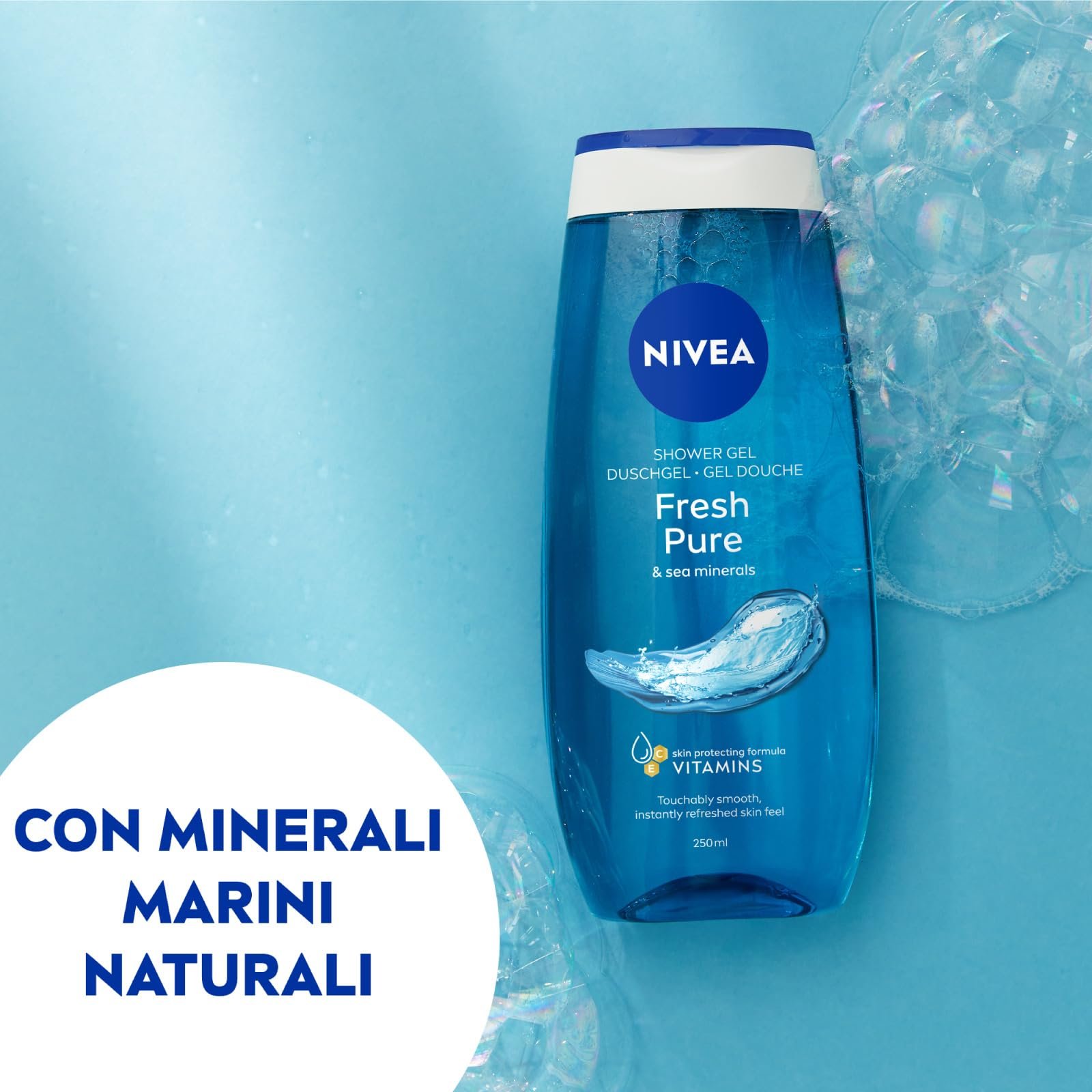 Гель для душа NIVEA Fresh Pure освежающий с морскими минералами 5 флаконов по 250 мл, фото №3
