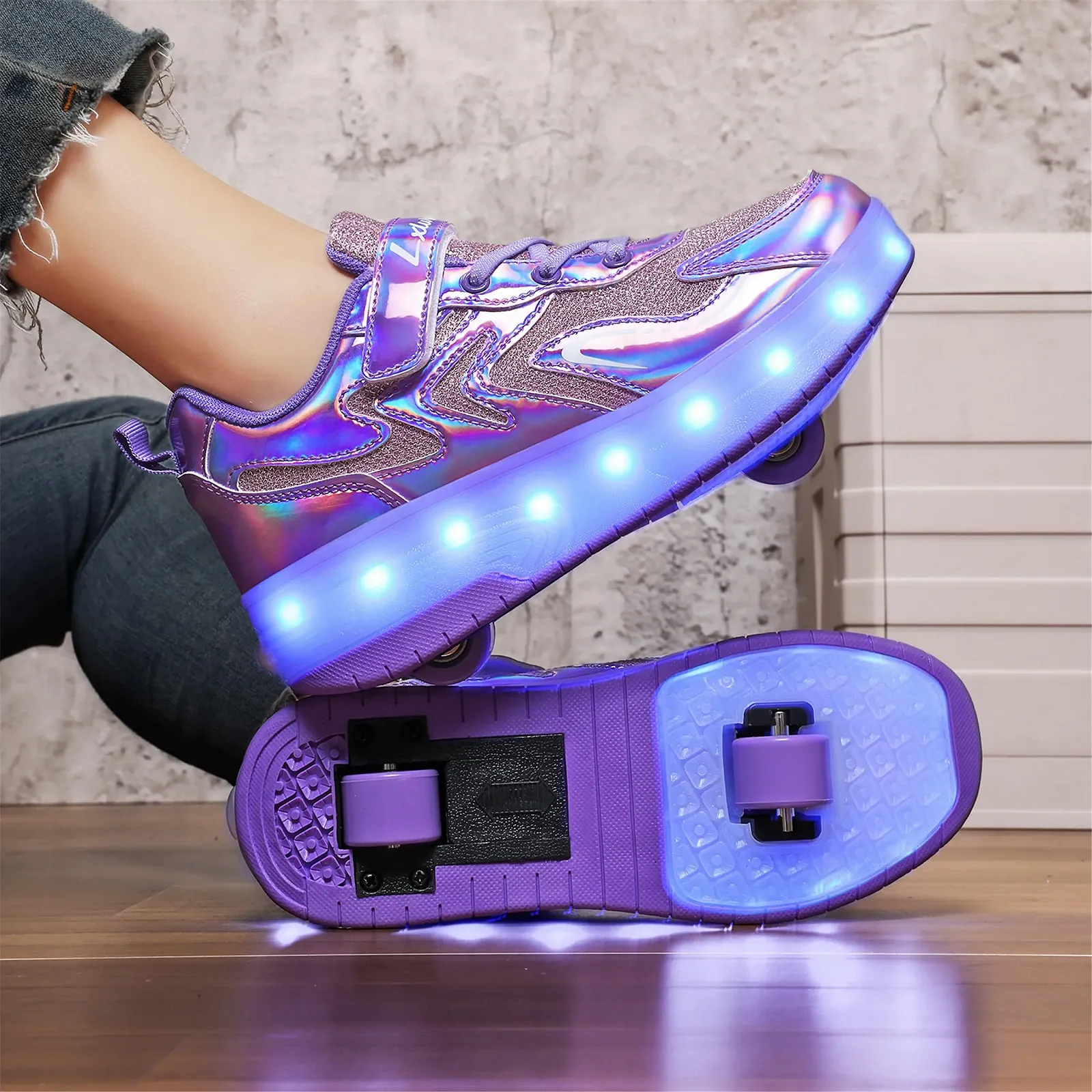 Детские кроссовки на роликах с LED подсветкой, фото №7