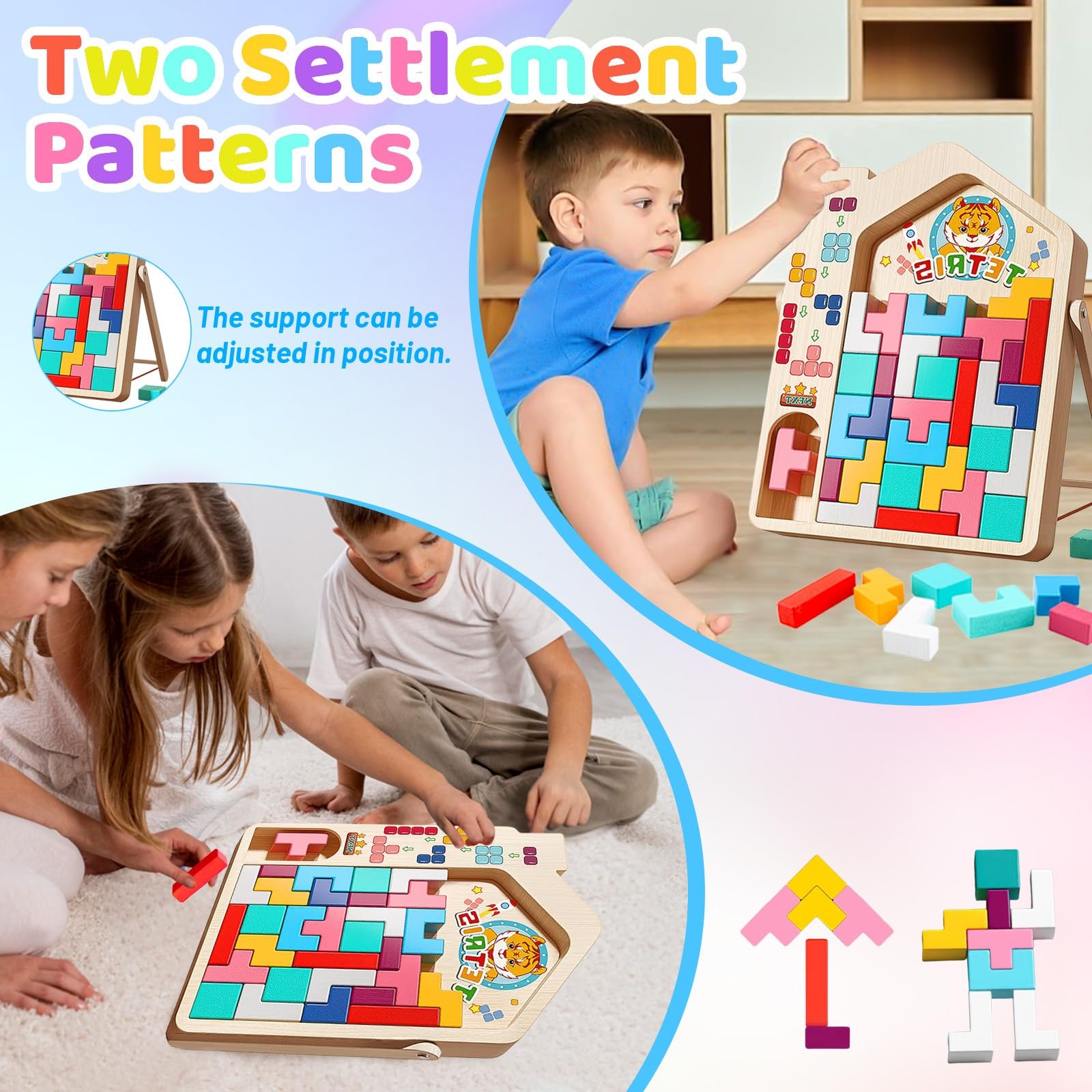 Деревянный пазл panemy Tetris Game 40 блоков Montessori, фото №7