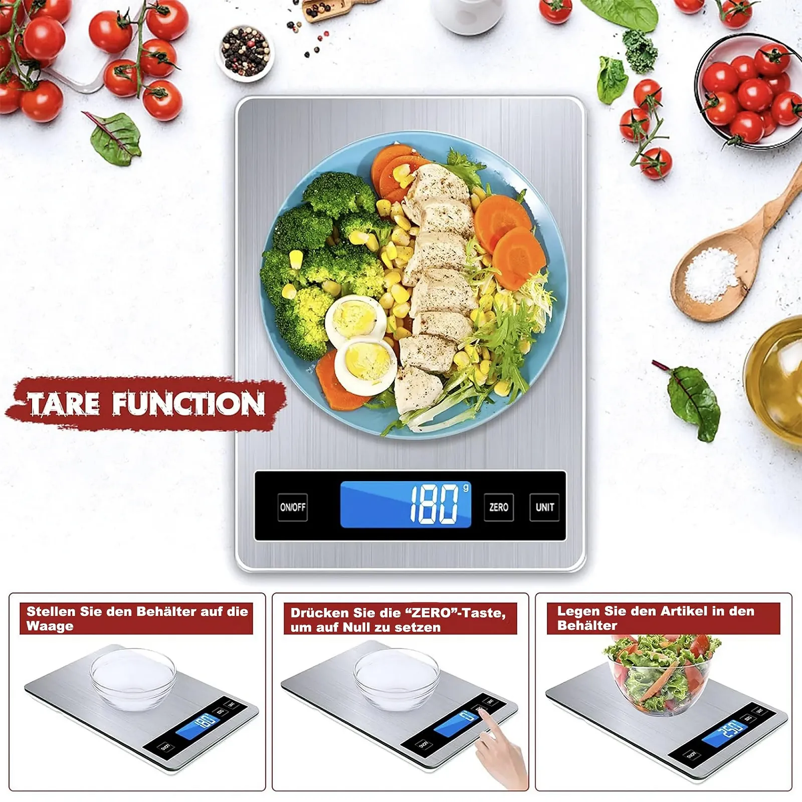 Цифрові кухонні ваги 15 kg 1 g USB/Battery Stainless Steel, фото №5 Цифрові кухонні ваги 15 kg 1 g USB/Battery Stainless Steel, фото №5