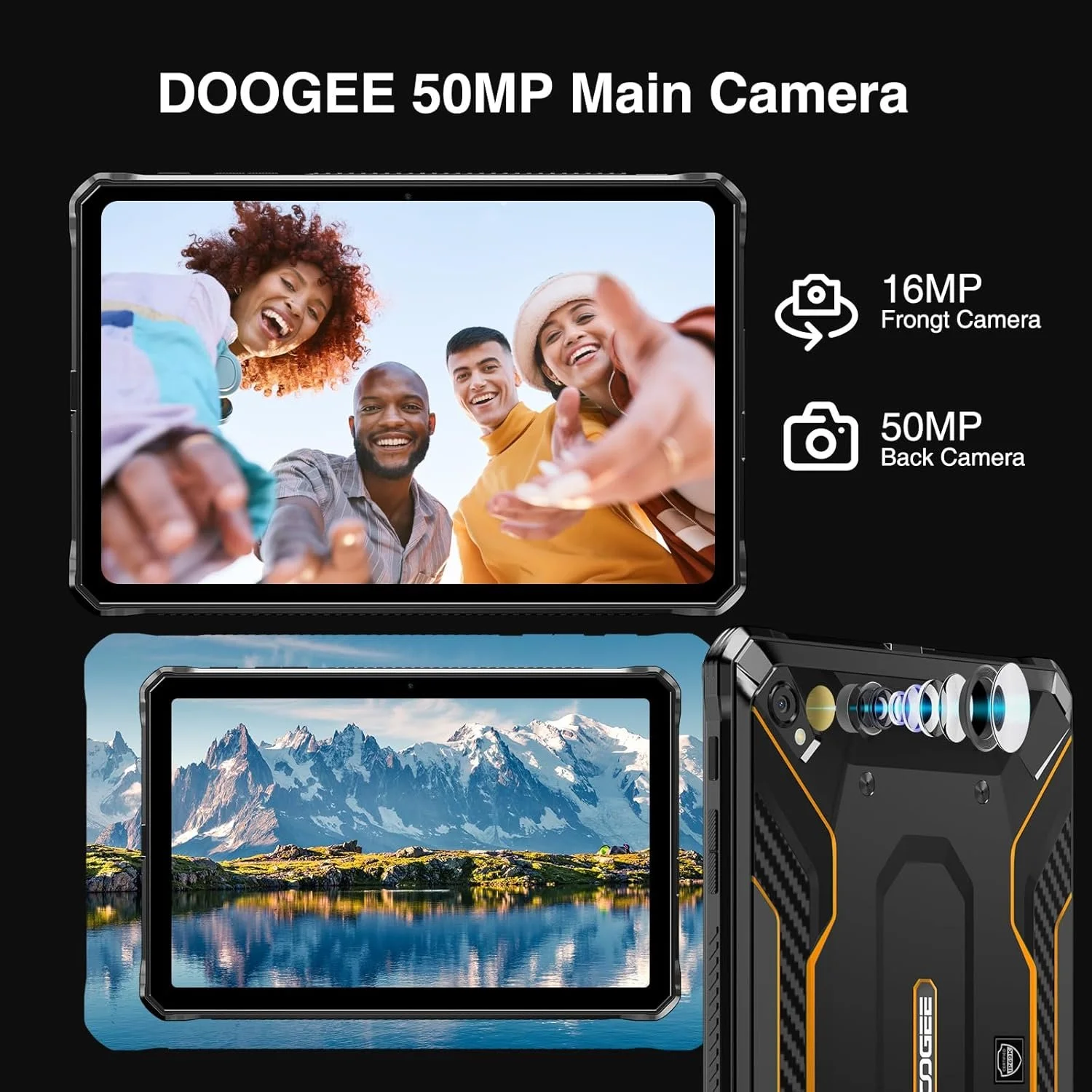 Планшет 10.4'' 2K DOOGEE R20 8+12/256Gb / 4G / 2-SIM / 8 ядер / Android 13 / 21600 мАг/ Чорно-оранжевий, фото №4