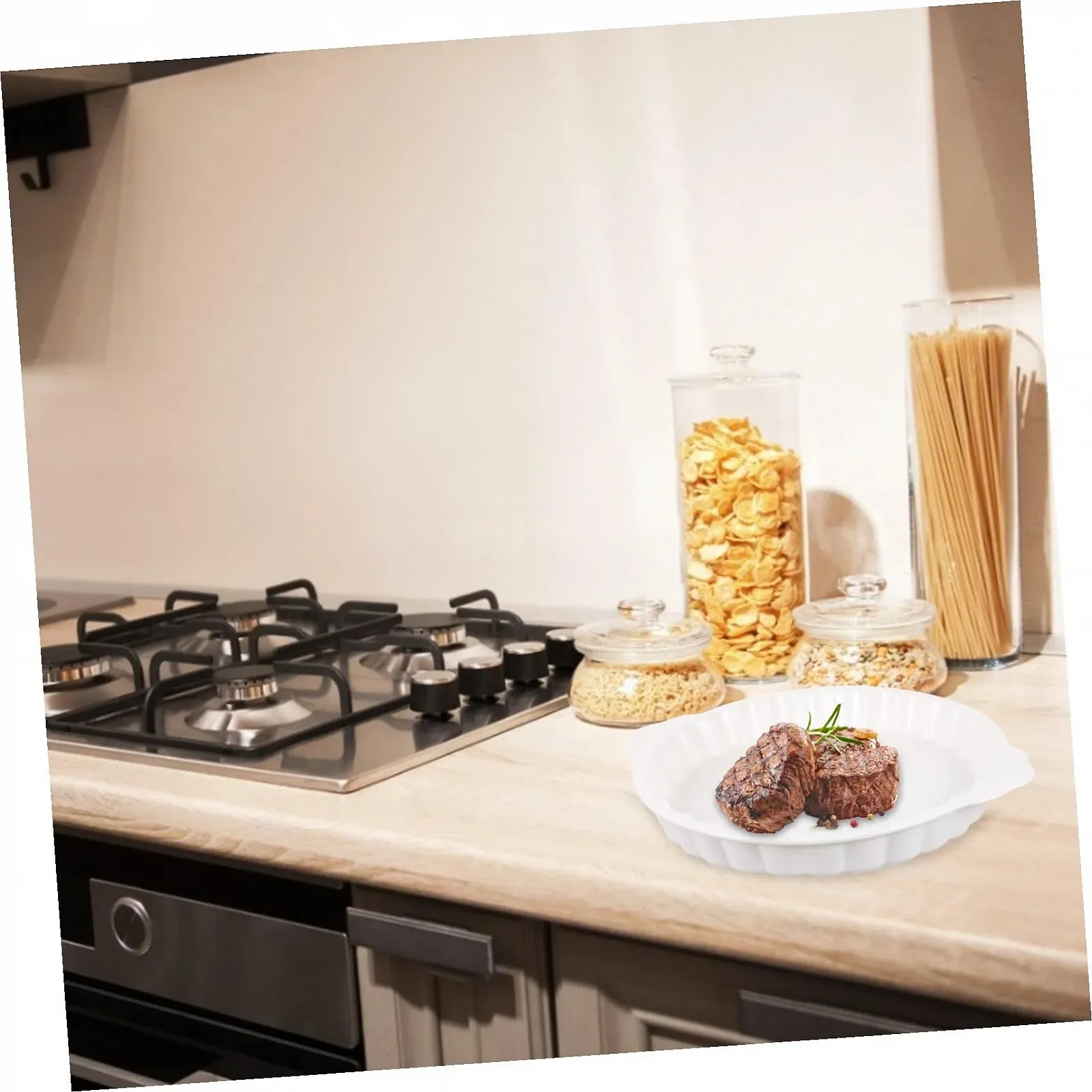 Форма для запекания Cabilock Круглая керамическая с ручками Термостойкая Белый, фото №6