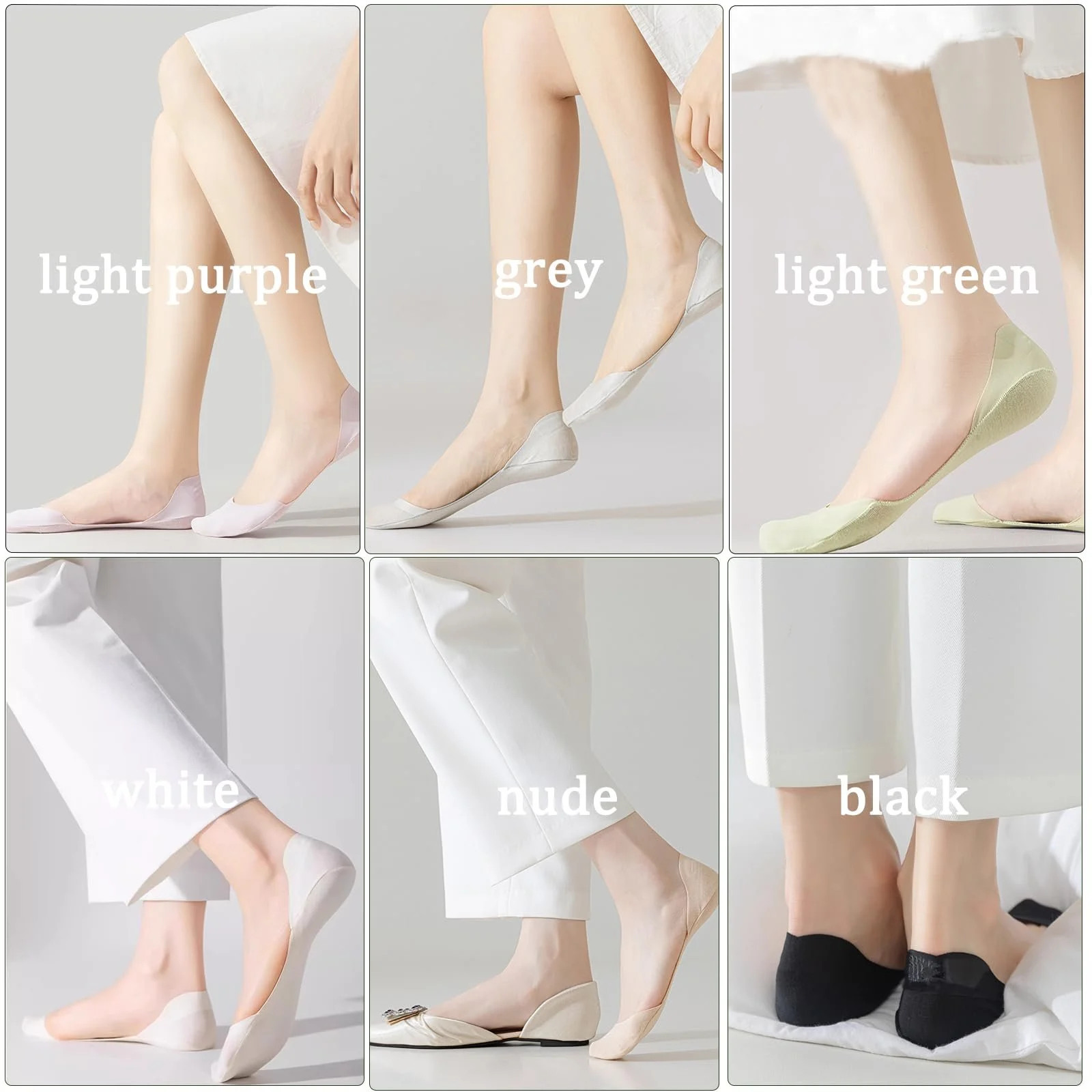 Жіночі шкарпетки наднизької посадки Ice Silk з бавовняною підкладкою, 6 пар, фото №7