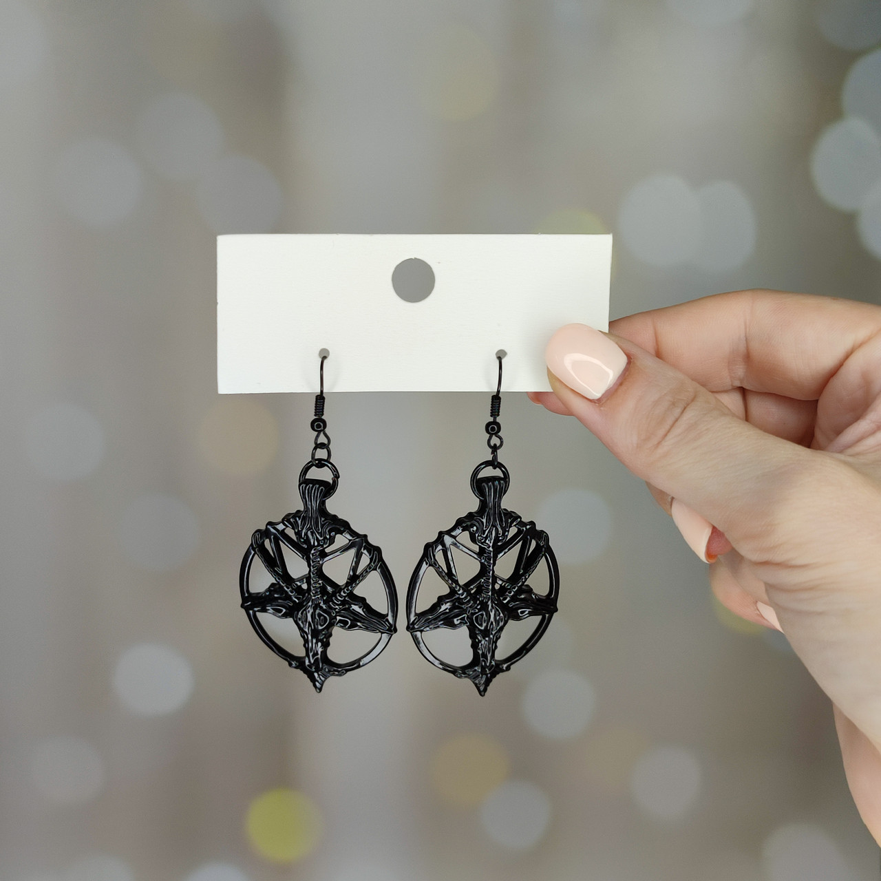 Сережки Бафомет Пентаграмма, фото №3 Сережки Бафомет Пентаграмма, фото №3