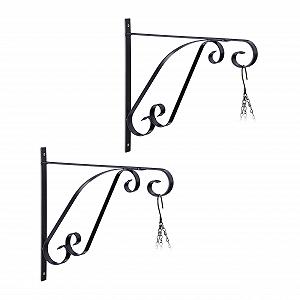 Кронштейни для підвісних кошиків Relaxdays Настінні залізні, набір 2 шт., 28 x 30 x 2 см, Чорний - Фото 1