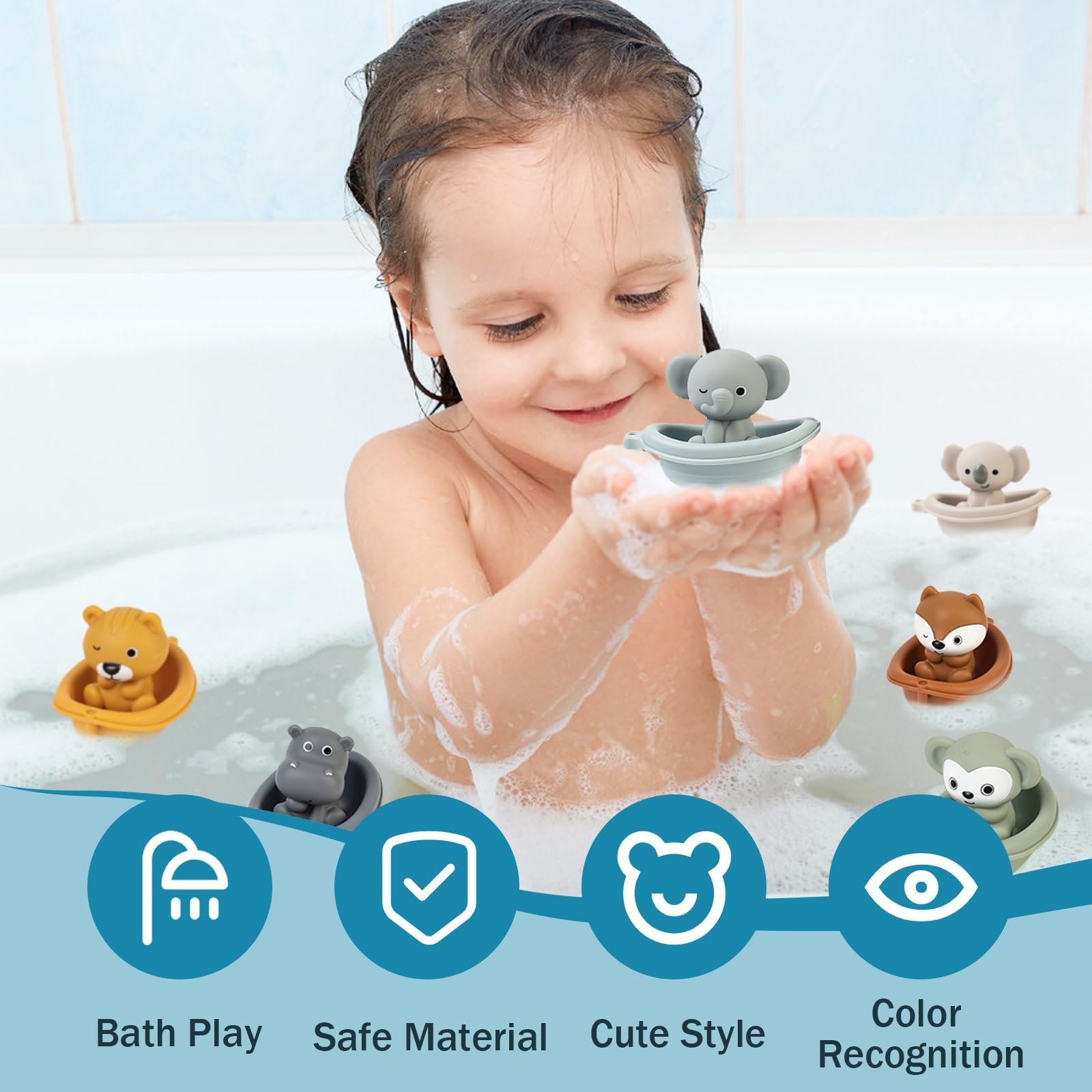 Набір іграшок для ванни 12 штук, Силіконова, фото №3