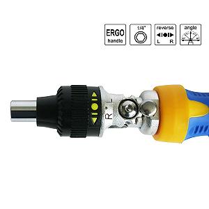 Викрутка кутова S&R Регульований утримувач біта 180° Магнітний з тріскачкою synthetic.ua - Фото 1