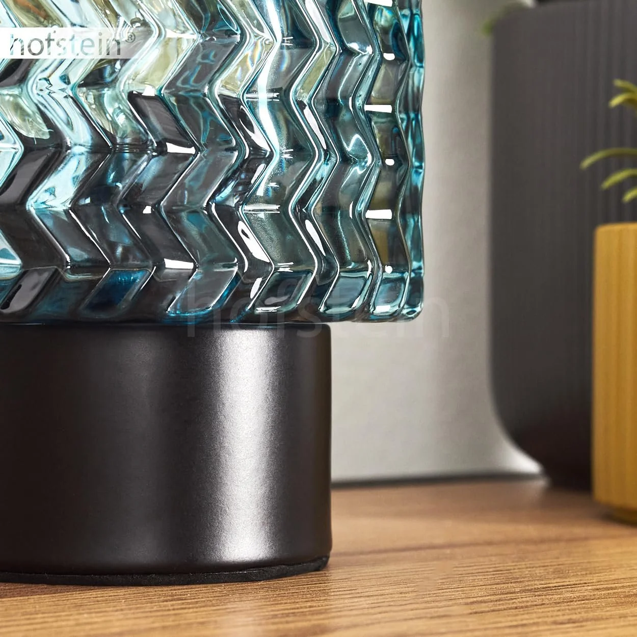 Настільна лампа Falgorosa Метал / Скло Скляний плафон 11 см 1 x E27 Чорний / Синій, фото №7