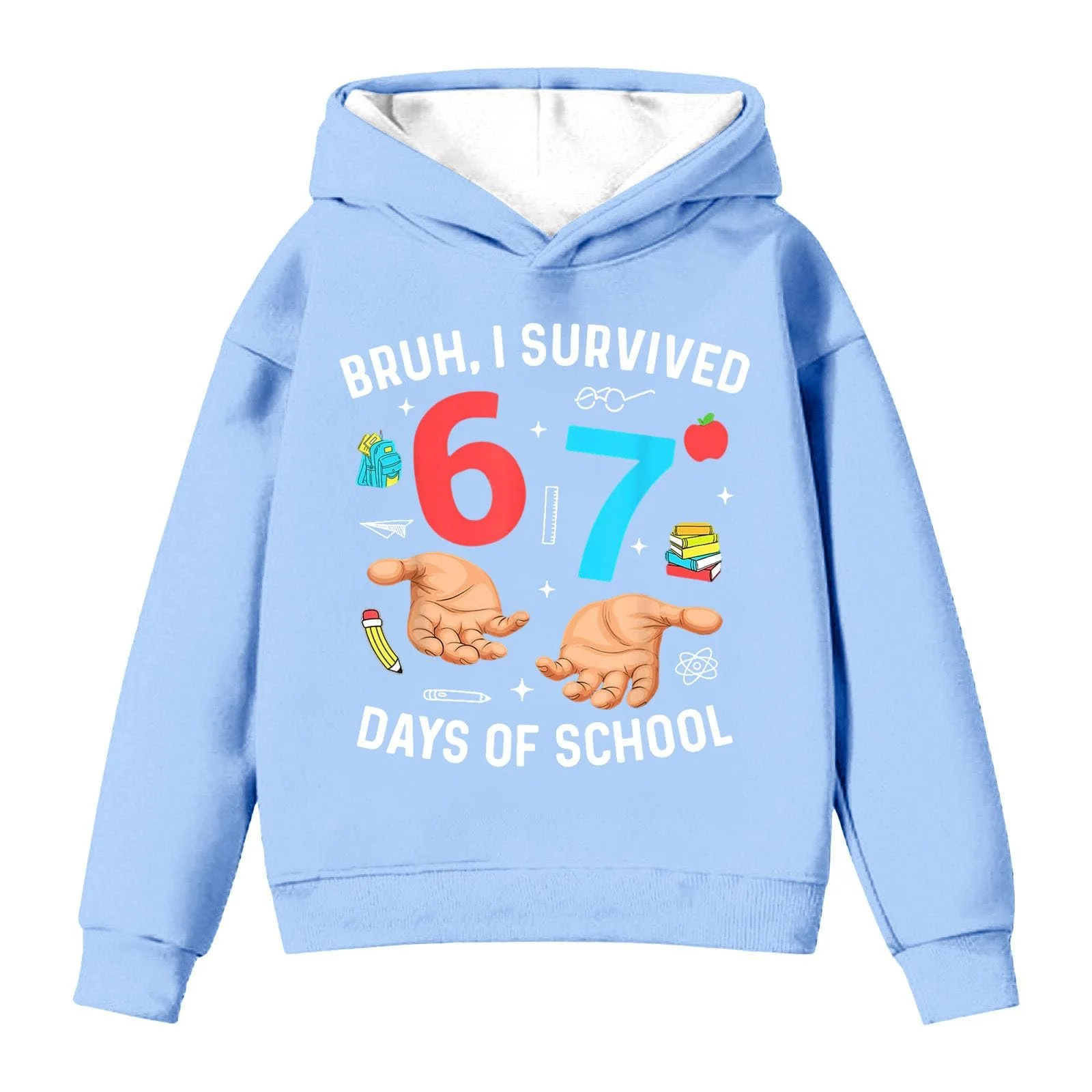 Детская Толстовка с капюшоном для девочки, Повседневная Модная Толстовка для мальчика, Графика 67, Дышащая Толстовка с принтом и передним карманом, Уютный Теплый Комфортный Пуловер для Свитшота, Лонгслив, фото №1