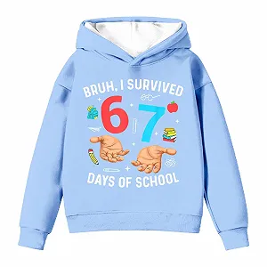 Детская Толстовка с капюшоном для девочки, Повседневная Модная Толстовка для мальчика, Графика 67, Дышащая Толстовка с принтом и передним карманом, Уютный Теплый Комфортный Пуловер для Свитшота, Лонгслив - Фото 1