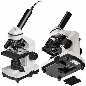 Микроскоп Bresser Biolux NV 20 x 1280x Просвечивающий и светящийся, для детей и взрослых, с HD USB-камерой и крестовым столиком для перемещения объекта, с обширными аксессуарами и кейсом для переноски synthetic.ua - Фото 1
