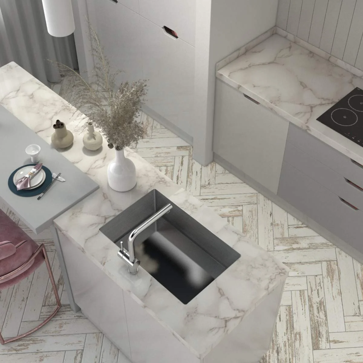 Самоклеючі шпалери TOTIO під білий мармур Вінілові 40 см x 9 м Emerald White, фото №4