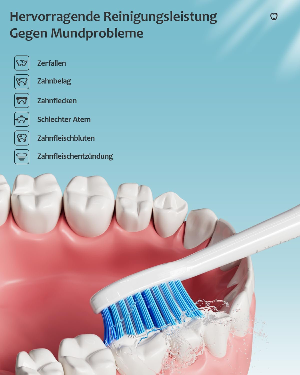 Електрична звукова зубна щітка Lächen 5 режимів дорожній футляр IPX7 Біла, фото №5