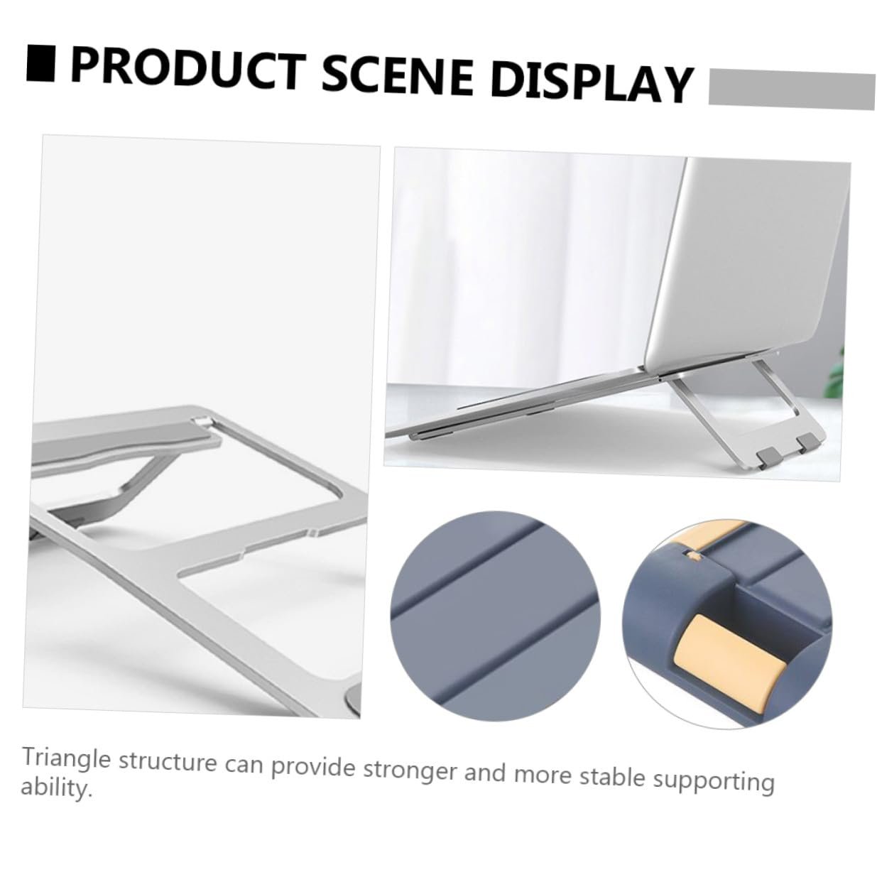 Подставка для ноутбука складная Алюминиевый сплав Эргономичный Наклон Держатель для ноутбука Рассеивание тепла Поддержка для ноутбука для офиса и в дороге, фото №3