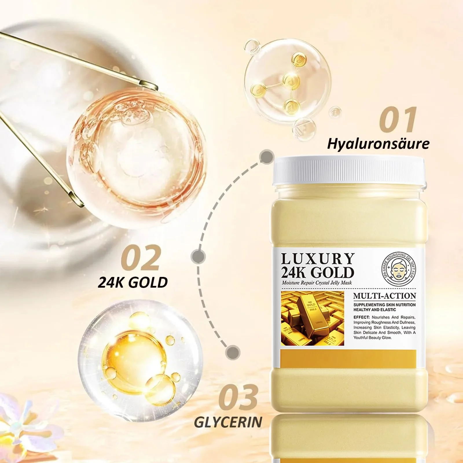 Маска для обличчя плівкова 24K Gold 540 г Золотистий, фото №5