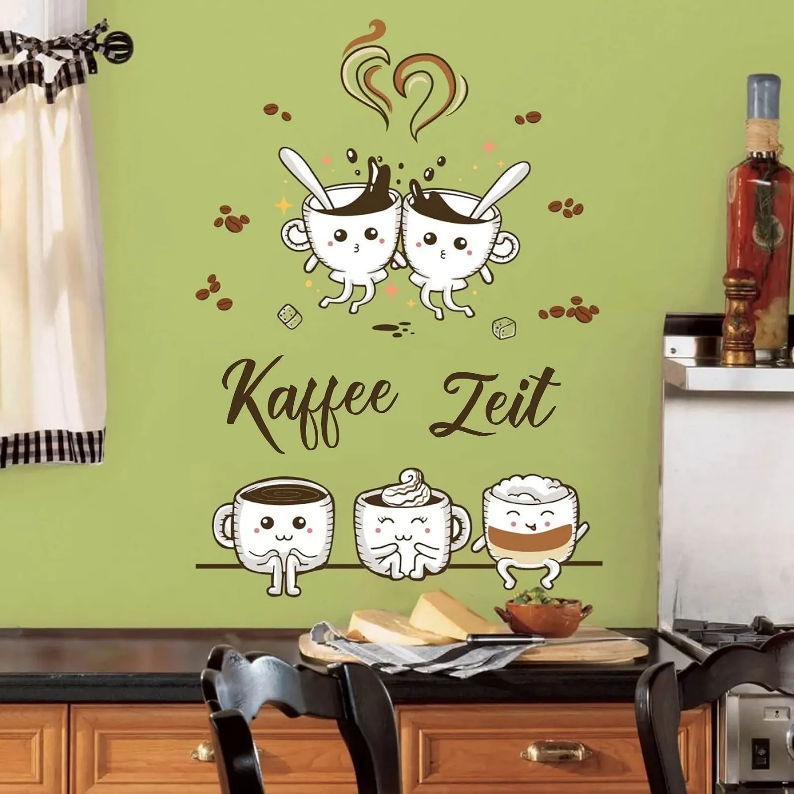 Наклейка на стіну KAIRNE Кава та кавові зерна Коричнева, фото №3