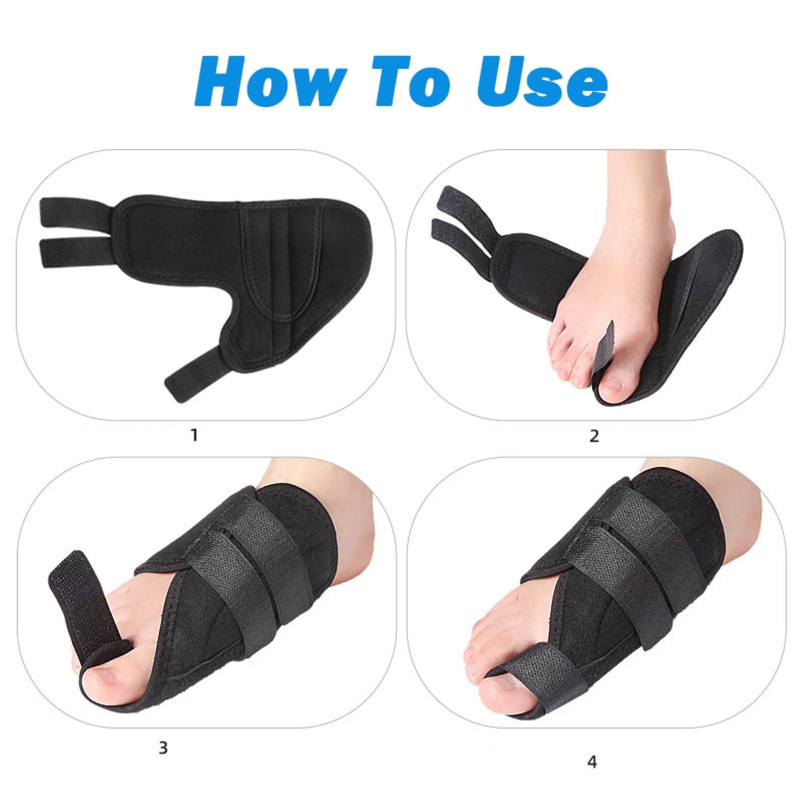 Шини для корекції великого пальця стопи 2 шт, регульований фіксатор для стопи та великого пальця для корекції пальців ніг, фото №5
