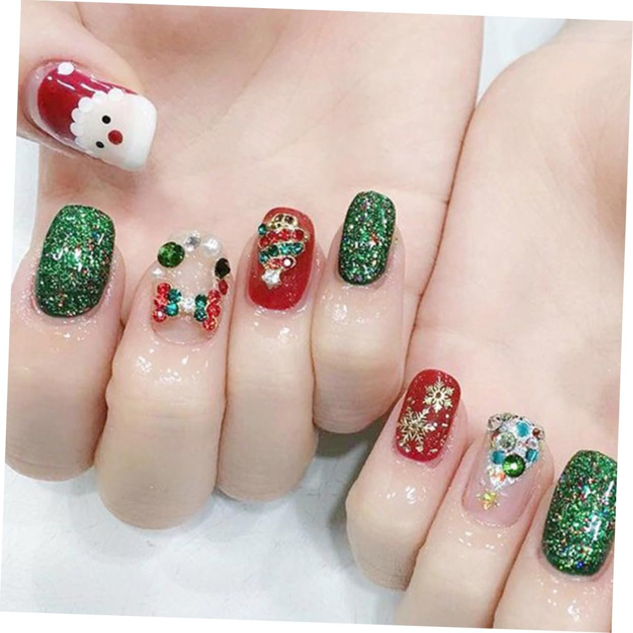 Украшения для ногтей Healeved, 120 шт., Рождественские блестящие снежинки и колокольчики для праздничного маникюра и особых случаев, фото №6