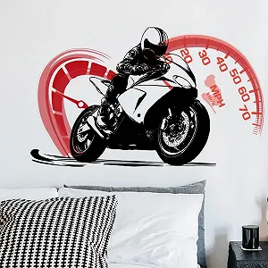 Наклейка на стіну SUPERDANT Мотоцикл і тахометр вінілова Чорний, Червоний - Фото 1
