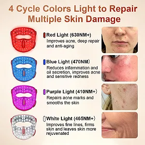 LED Маска для лица Rkdely Лампа красного света для лица: 4 цвета synthetic.ua - Фото 1