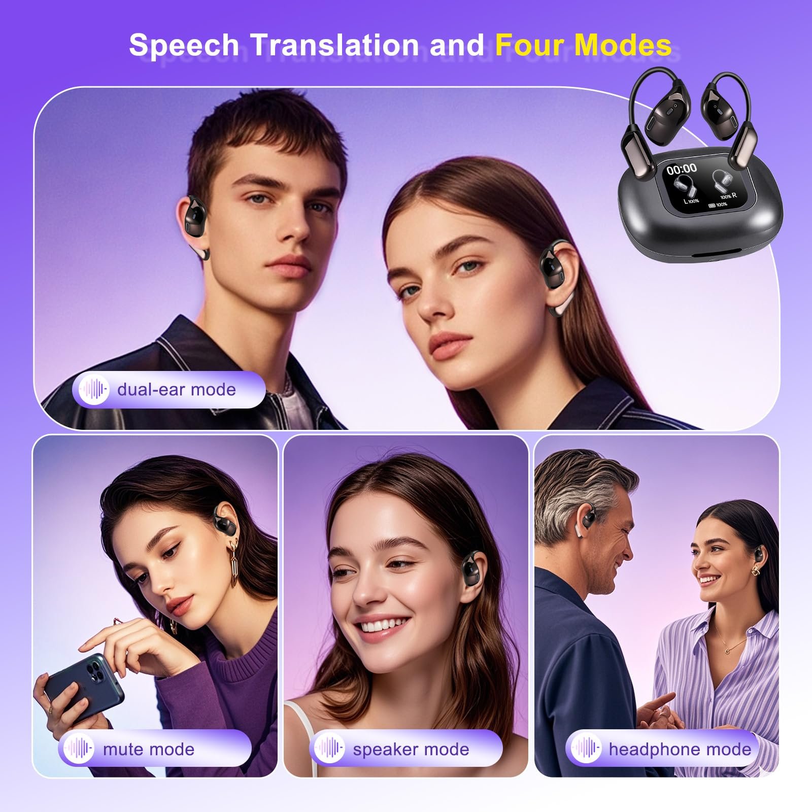 Наушники-переводчики Ki 144 языка Bluetooth 5.4 Черный, фото №8 Наушники-переводчики Ki 144 языка Bluetooth 5.4 Черный, фото №8