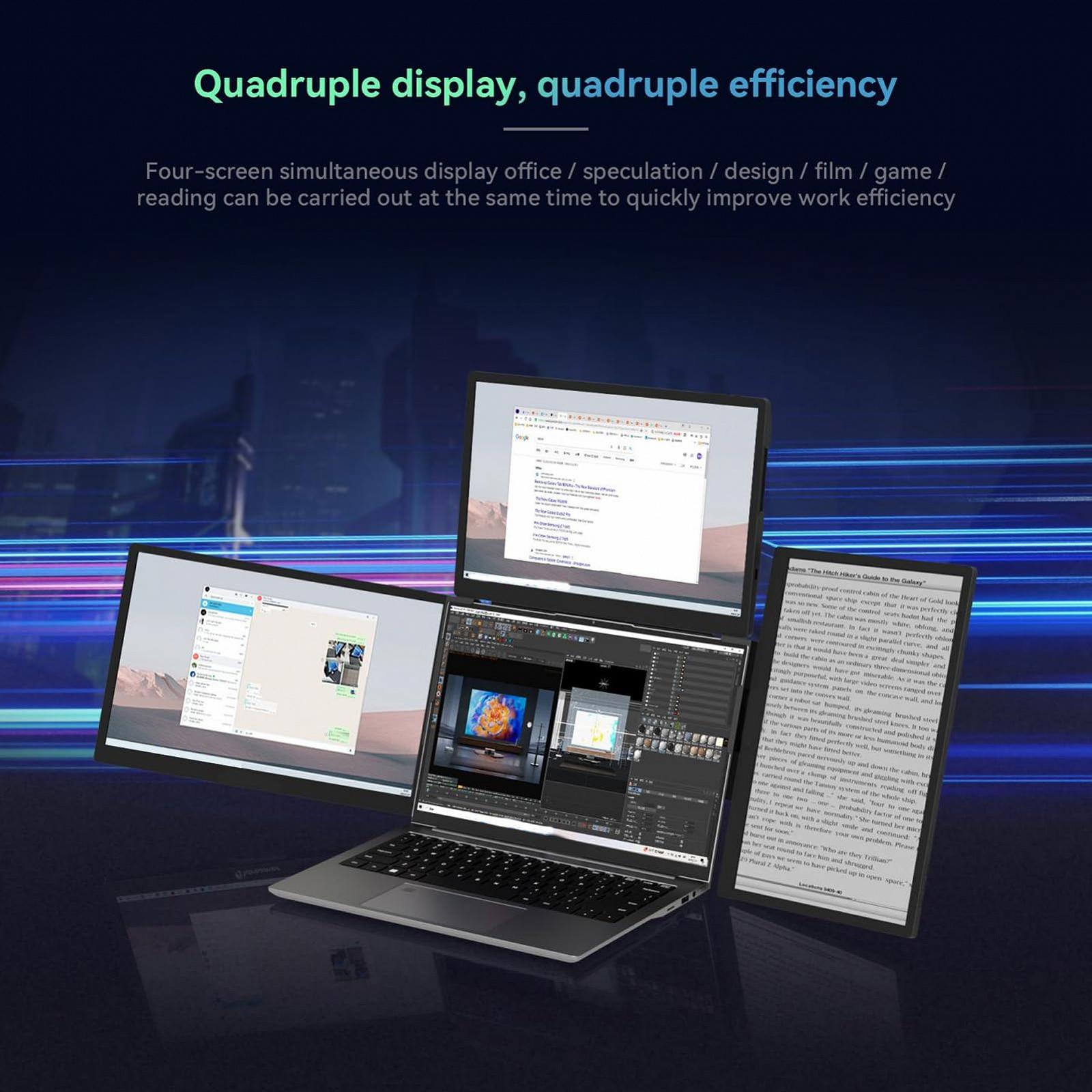 Экран ASHATA 13.3 Inch DIY Portable HD Triple Screen для ноутбуков 11.6-17 дюймов, фото №6