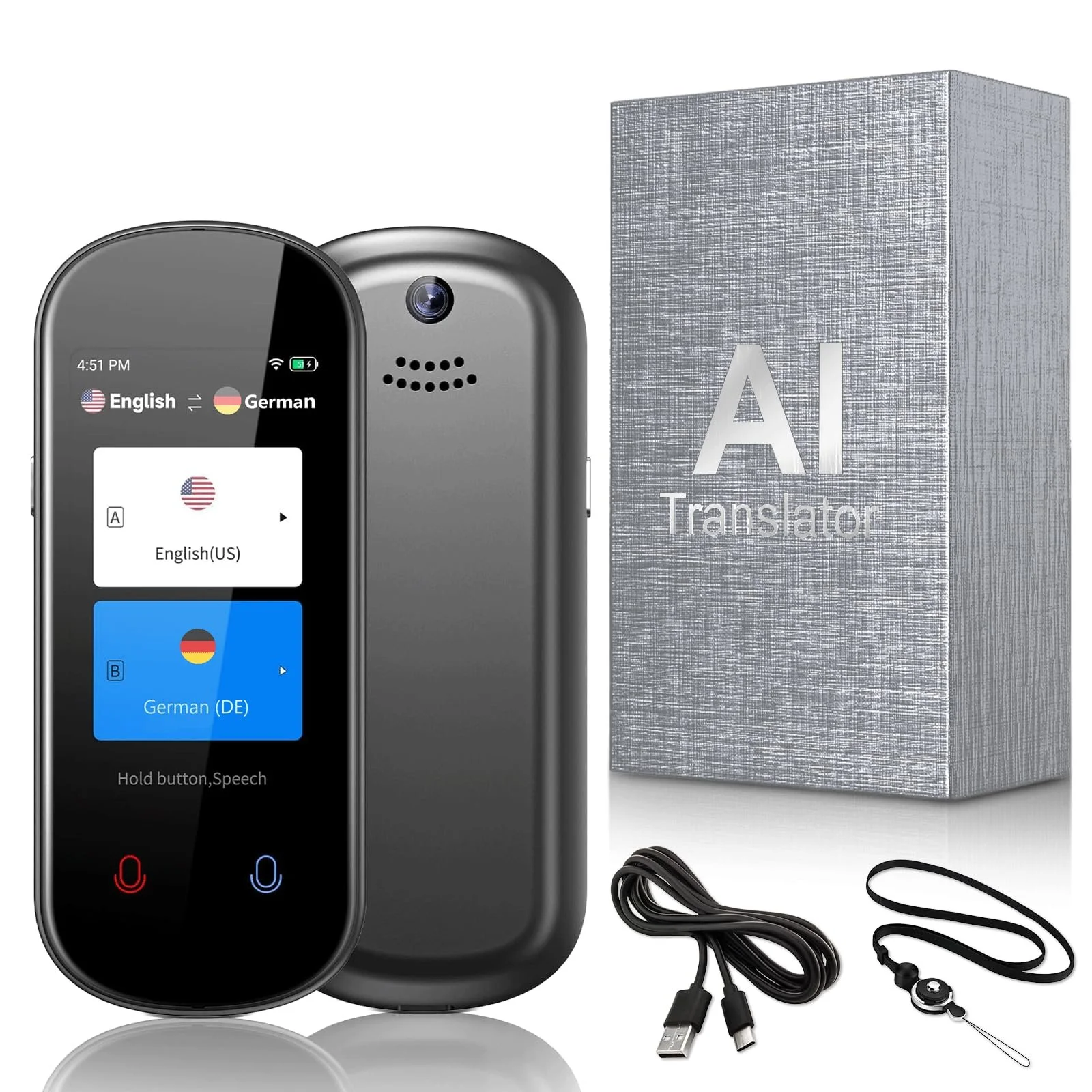 Переводчик Языки AI Мгновенный для 138 Язык, Портативный Двухсторонний, фото №1