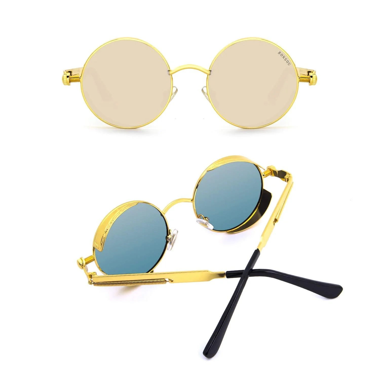 Сонцезахисні окуляри Круглі Ronsoui Steampunk Polarised Vintage Ретро UV400 Захист Металева оправа, фото №3