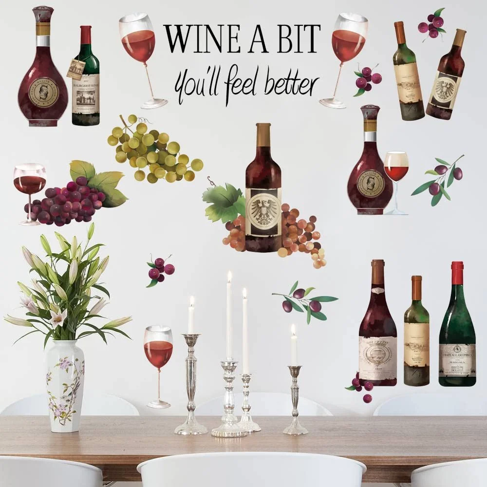 Наклейка на стіну Runtoo Vine Wine Bottle Kitchen, фото №1