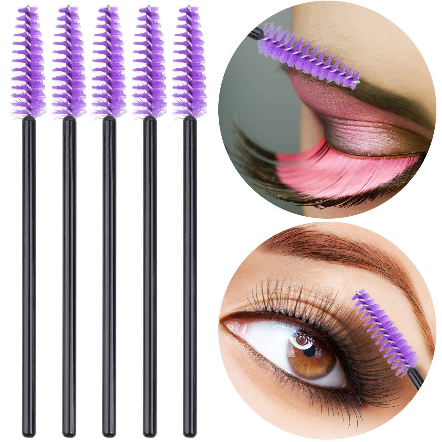 Щітка для вій Eyelash Brush Одноразові рожевий фіолетовий Упаковка 200, фото №3
